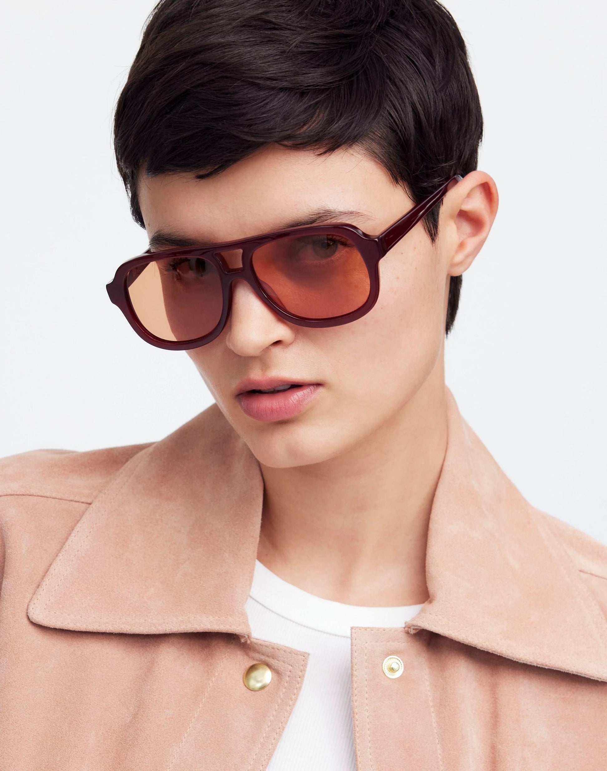 Madewell Logaan Aviator Sunglasses Dark Cinnabar
