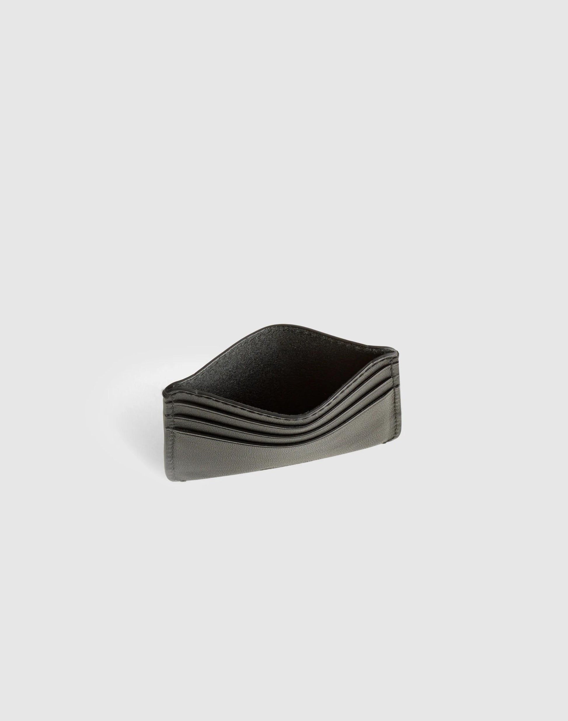 Madewell Curved Card Case in Leather True Black