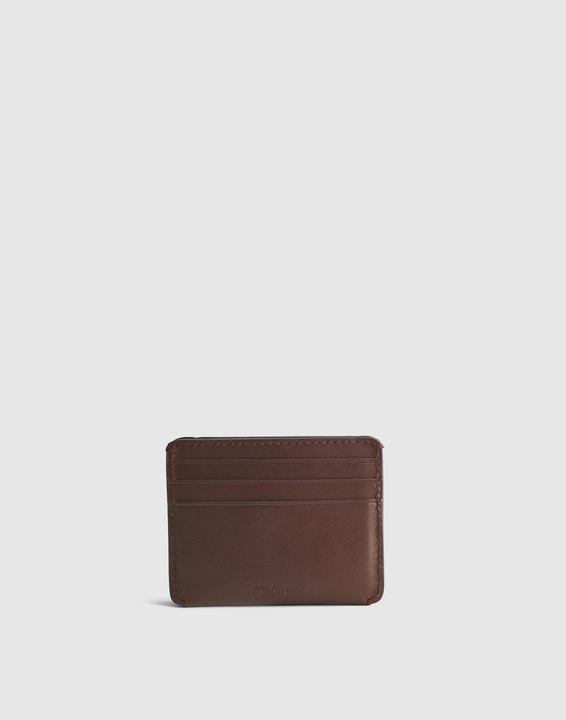 Madewell Curved Card Case in Leather Chocolate Raisin