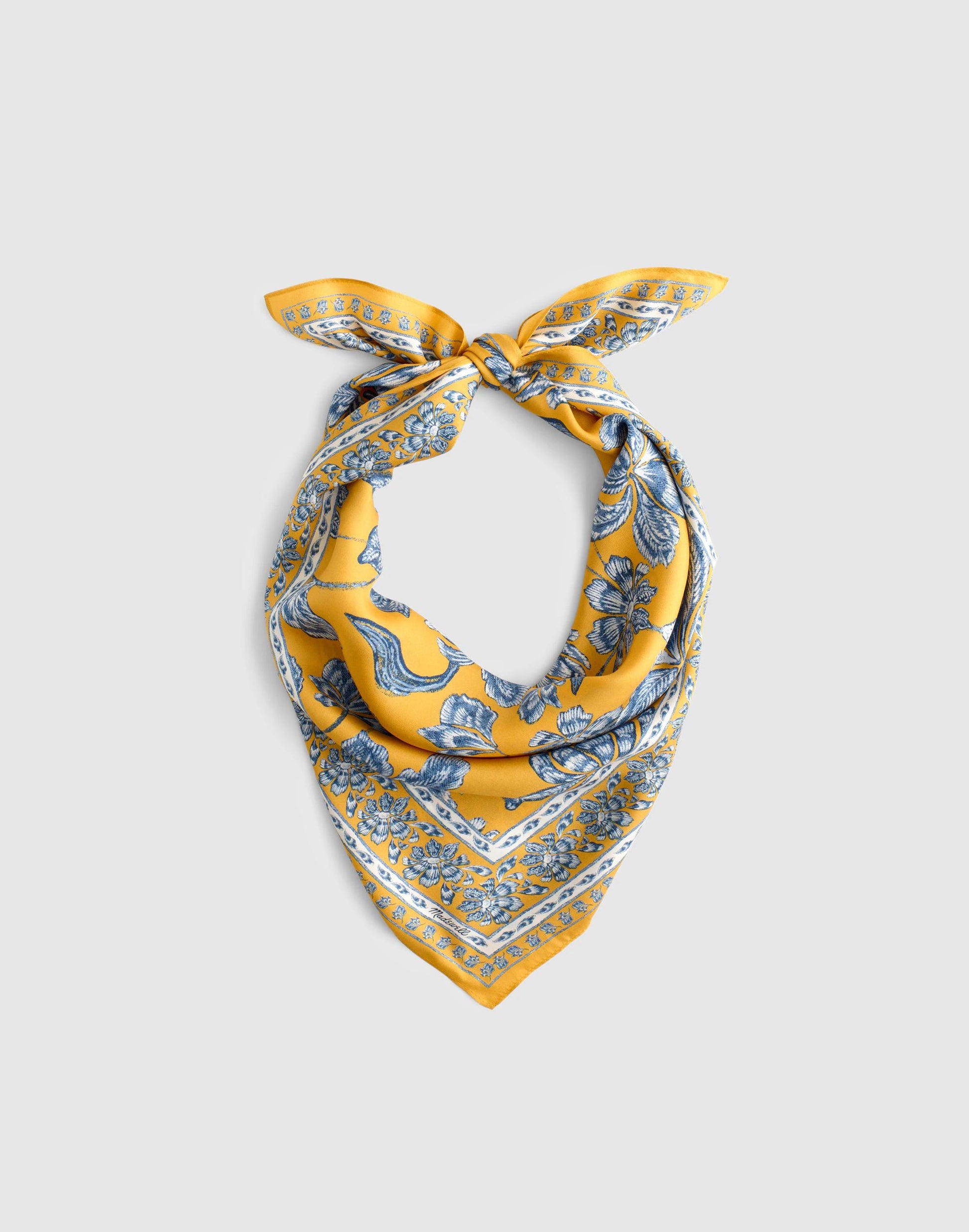 Madewell Medium Silk Bandana Shibori Floral Chamomile Tea