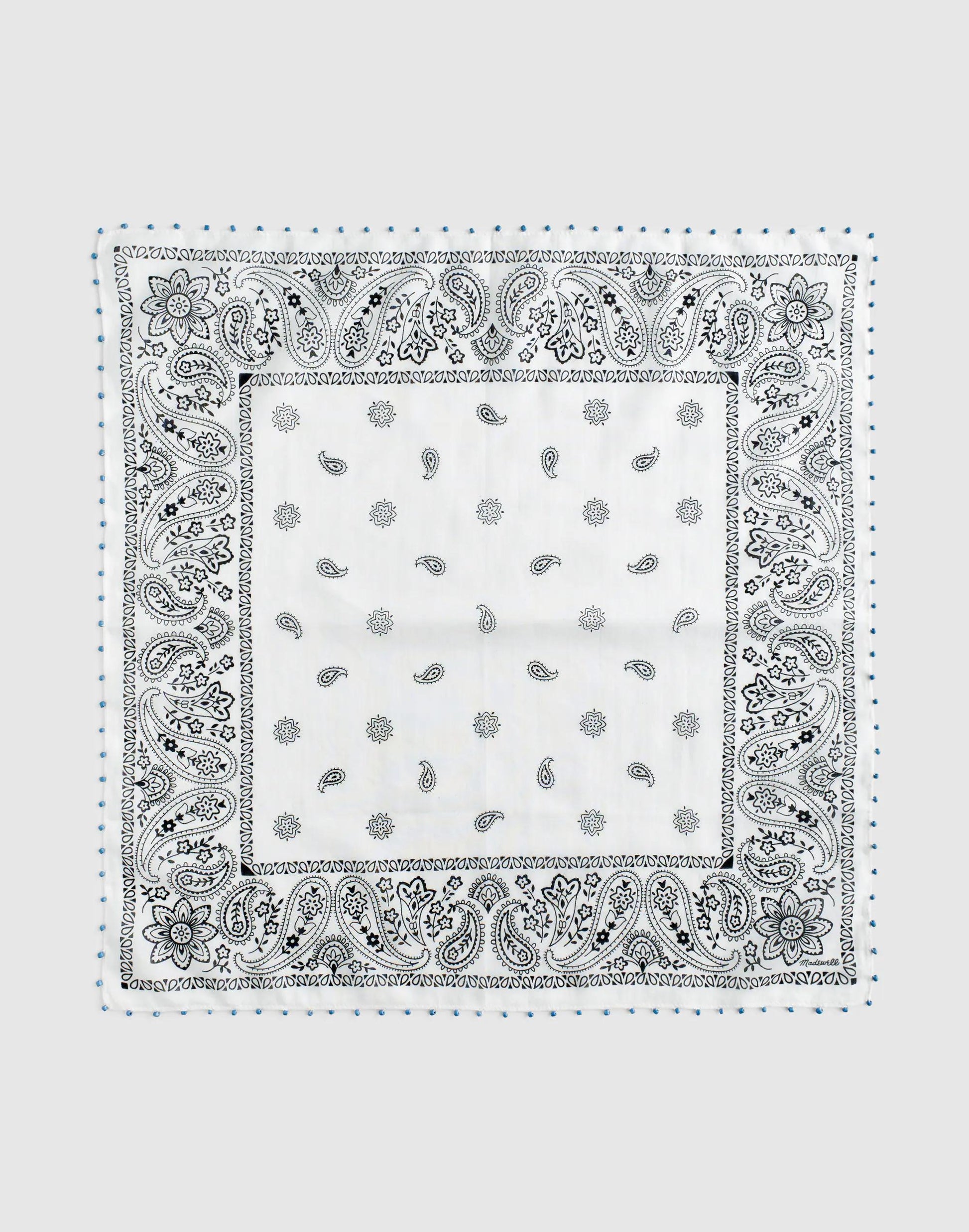 Madewell Beaded Bandana in Cotton Blend White