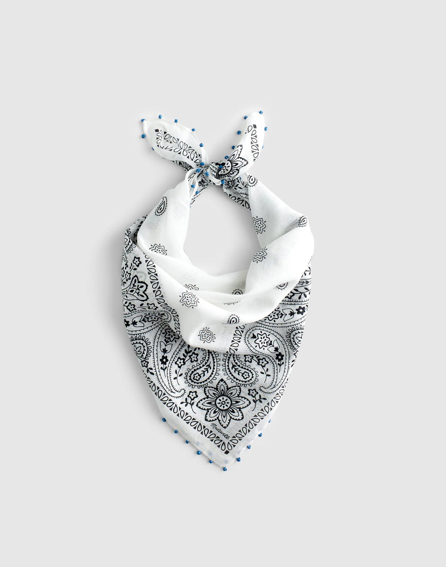 Madewell Beaded Bandana in Cotton Blend White