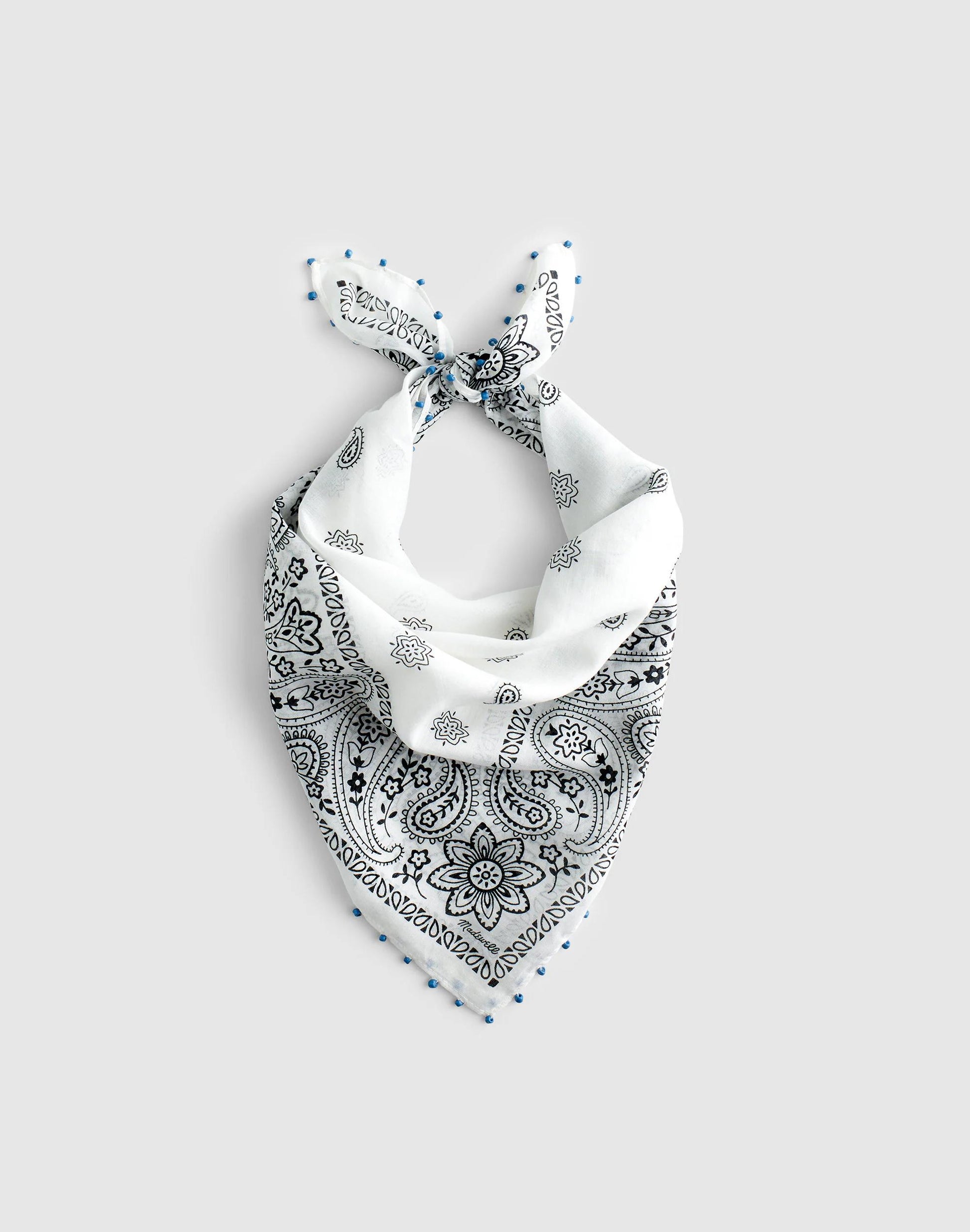Madewell Beaded Bandana in Cotton Blend White