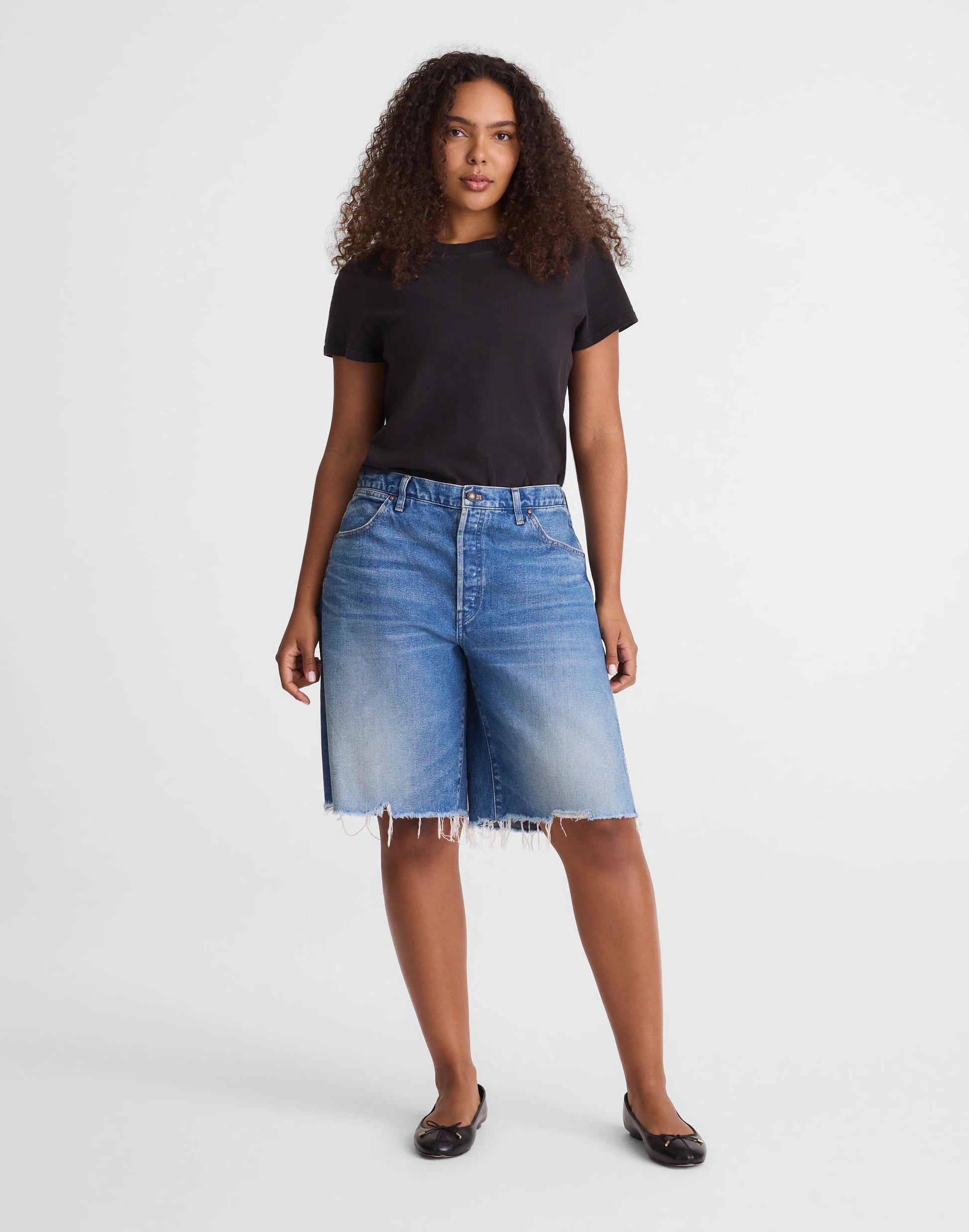 Madewell The Curvy Essex Long Baggy Short Retro Bright Wash