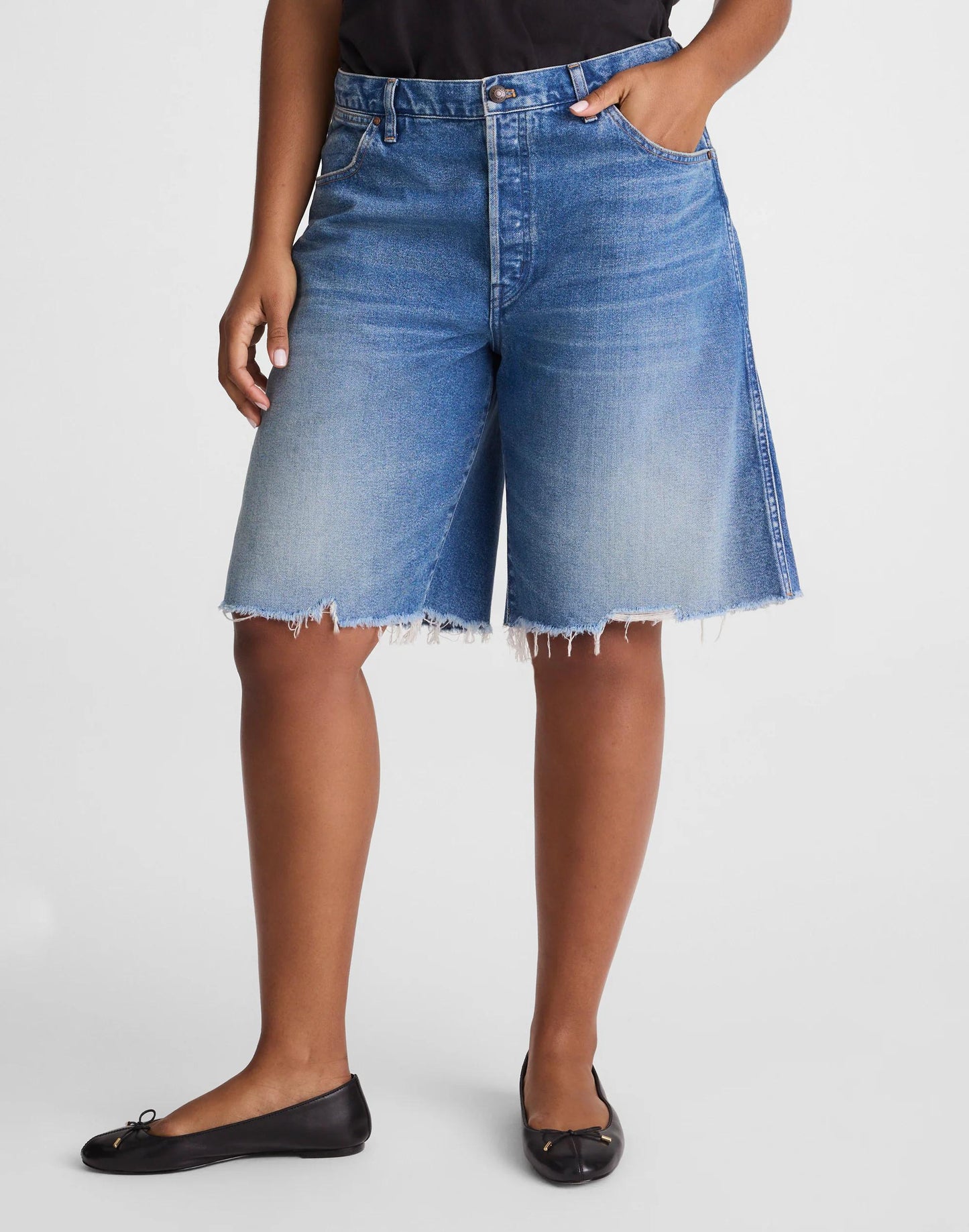 Madewell The Curvy Essex Long Baggy Short Retro Bright Wash
