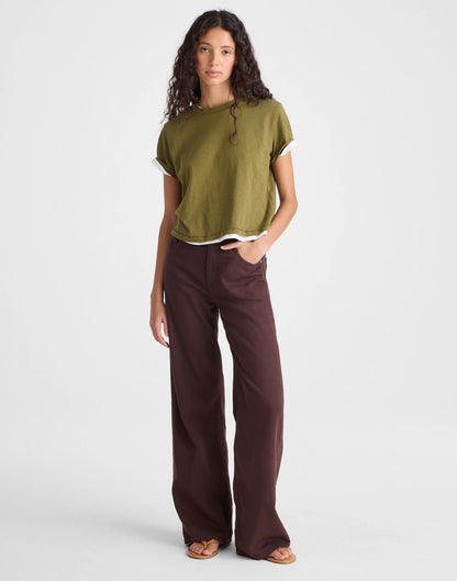 Madewell The Short Ultimate Wide-Leg Jean in Airy Denim Burnt Cocoa