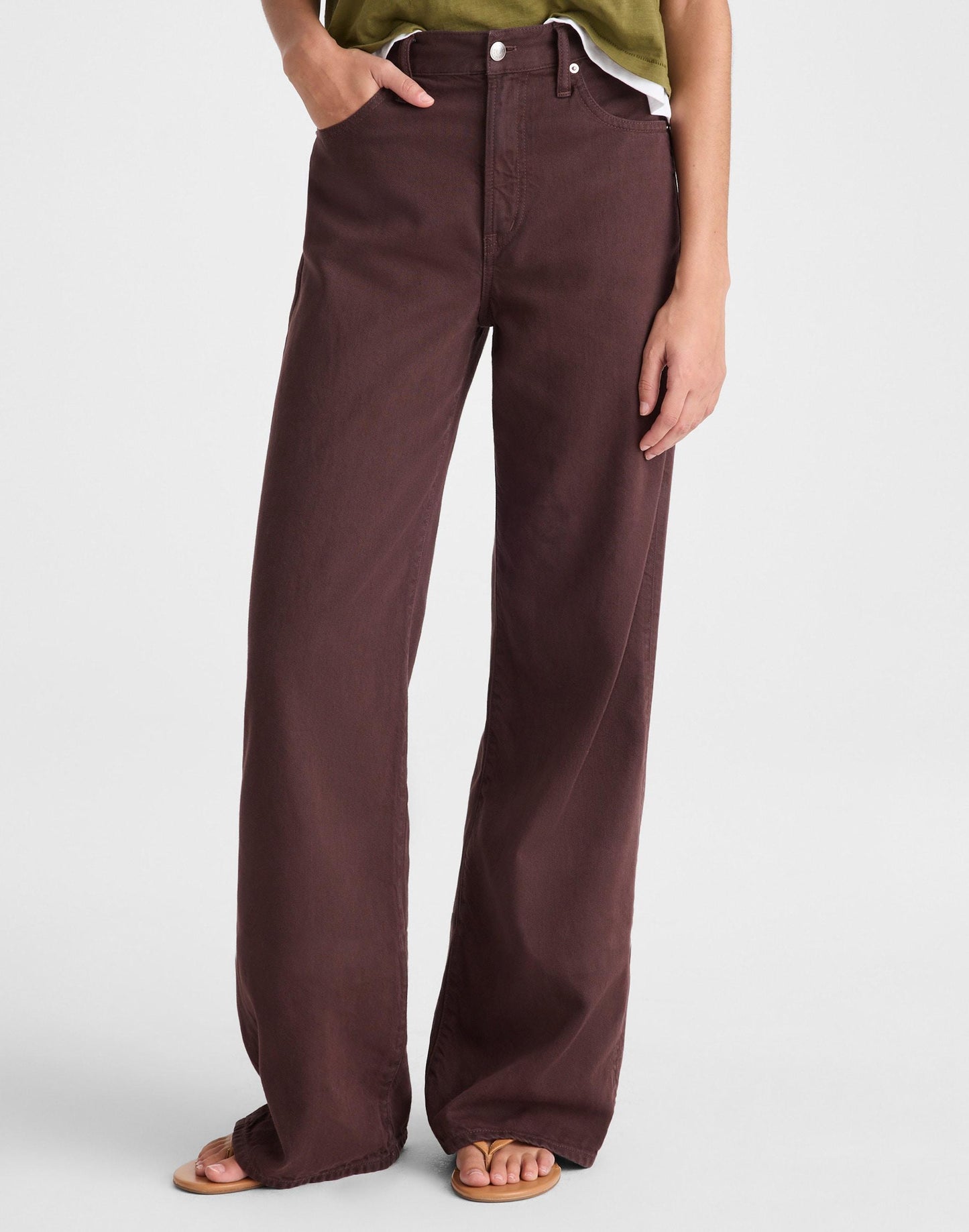 Madewell The Short Ultimate Wide-Leg Jean in Airy Denim Burnt Cocoa