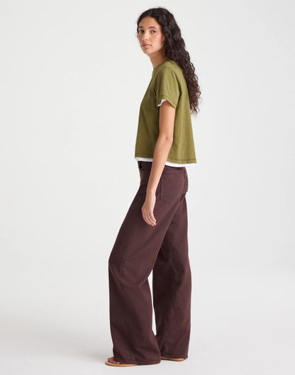 Madewell The Short Ultimate Wide-Leg Jean in Airy Denim Burnt Cocoa