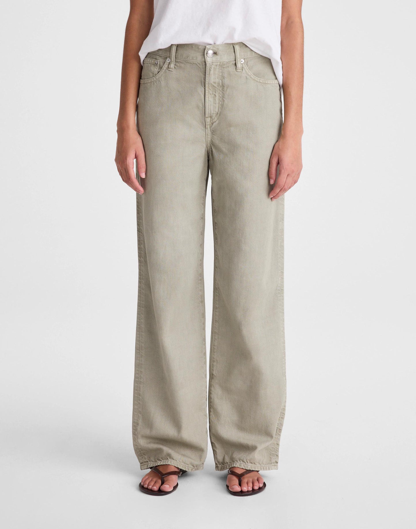 Madewell The Short Perfect Vintage Wide-Leg Jean in Airy Denim Chateau Olive
