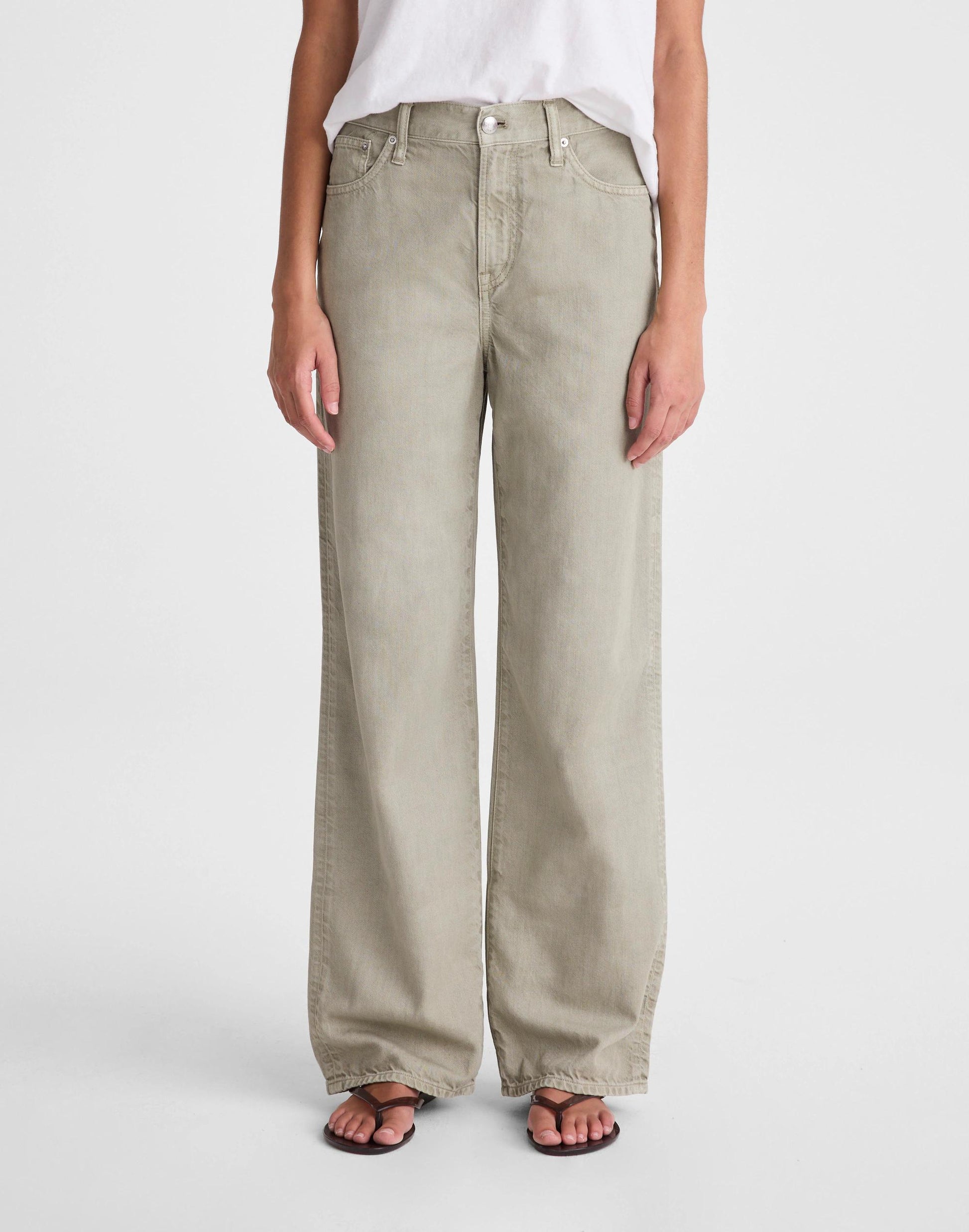 Madewell The Short Perfect Vintage Wide-Leg Jean in Airy Denim Chateau Olive