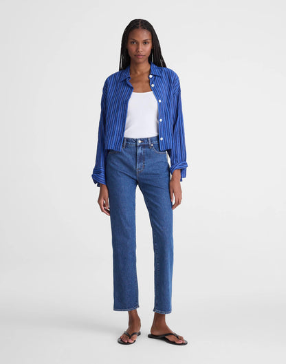 Madewell The Short Longline Straight Crop Jean Marina Blue