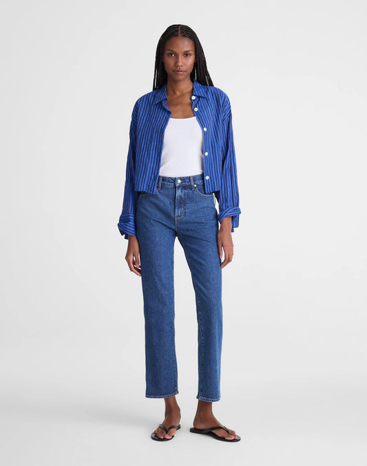 Madewell The Short Longline Straight Crop Jean Marina Blue