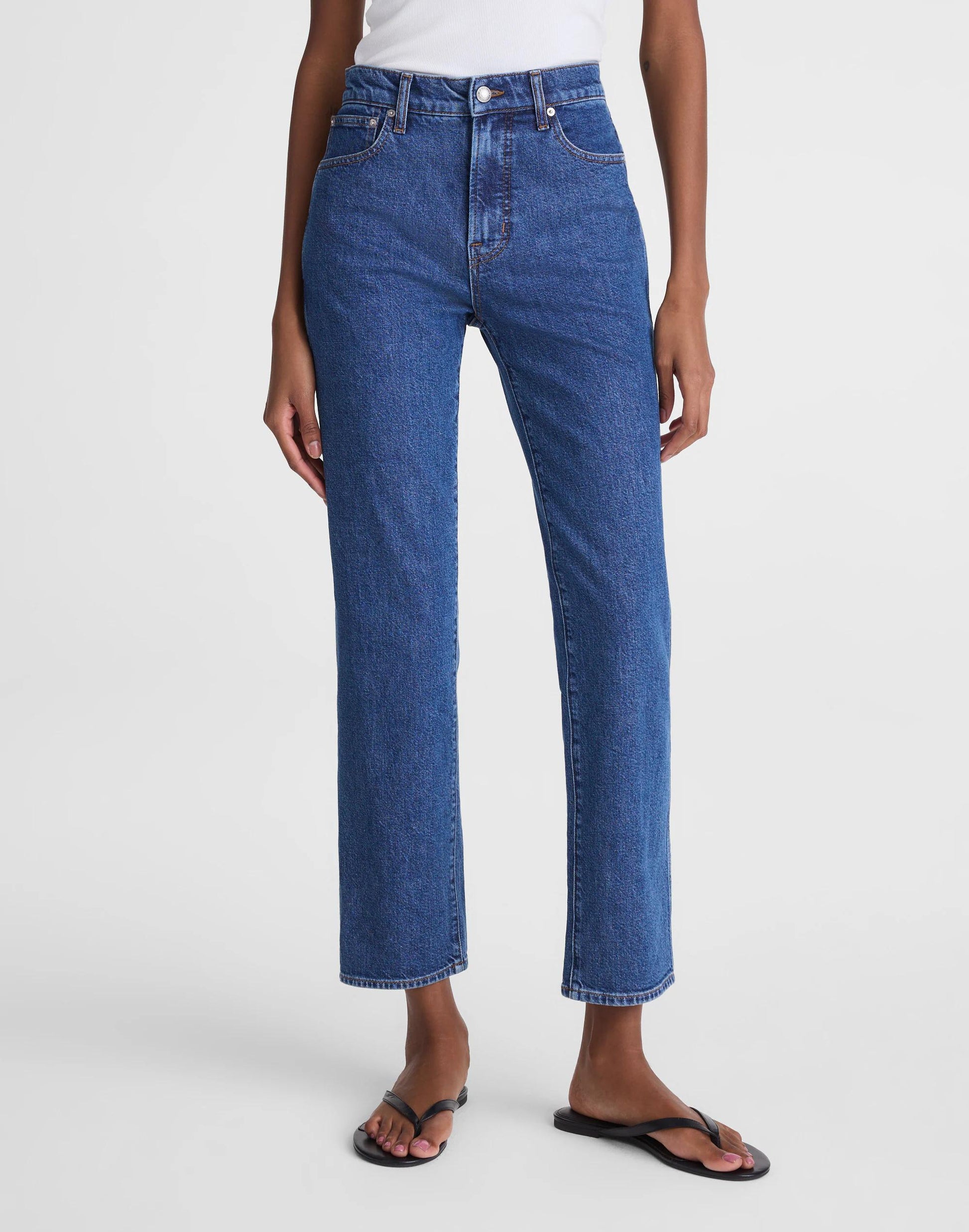 Madewell The Short Longline Straight Crop Jean Marina Blue