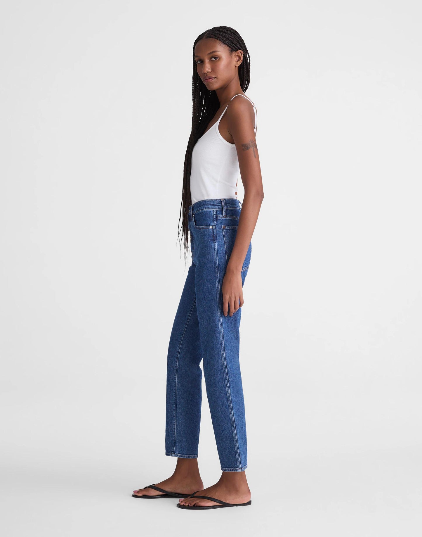 Madewell The Short Longline Straight Crop Jean Marina Blue