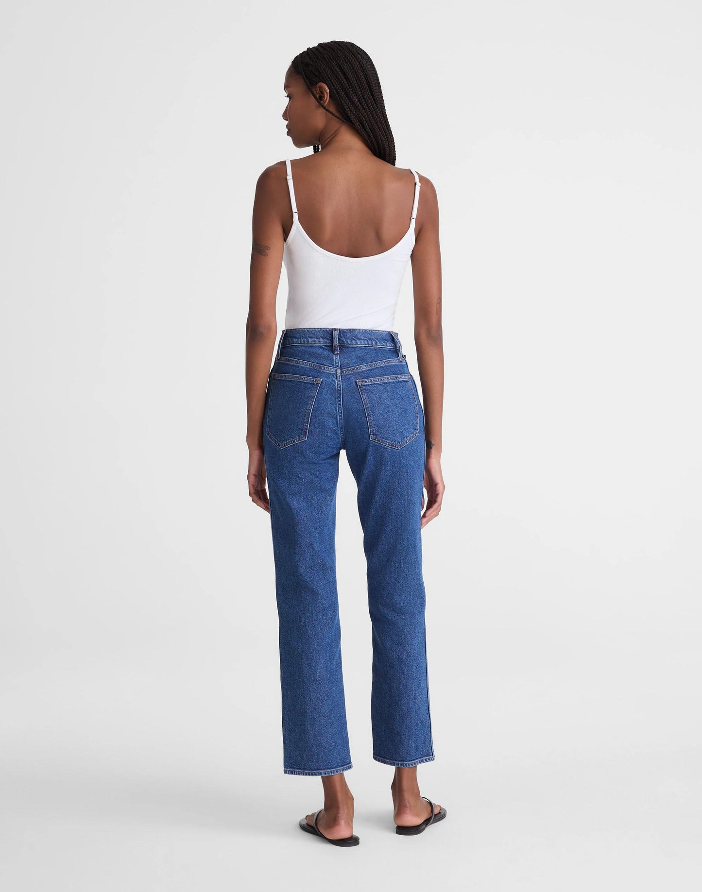 Madewell The Short Longline Straight Crop Jean Marina Blue