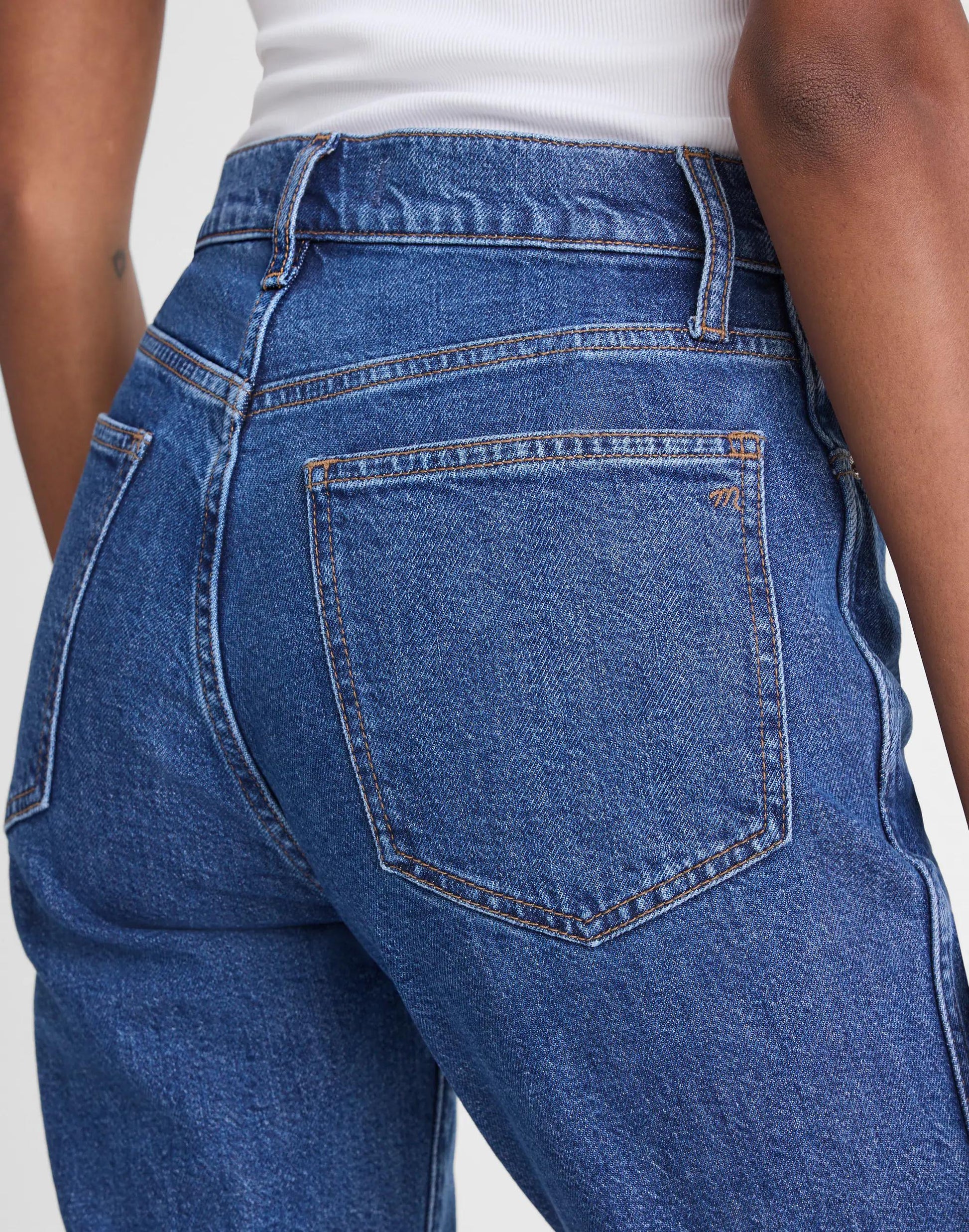 Madewell The Short Longline Straight Crop Jean Marina Blue