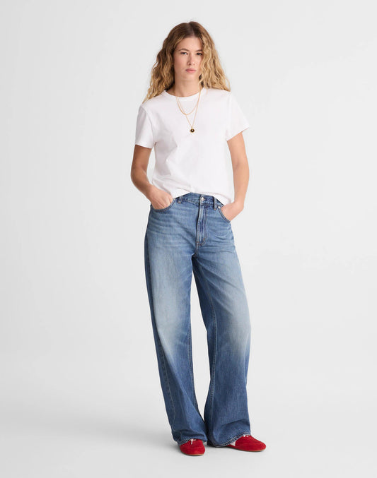 Madewell Petite Low-Slung Baggy Jeans in Airy Denim Pickett Wash