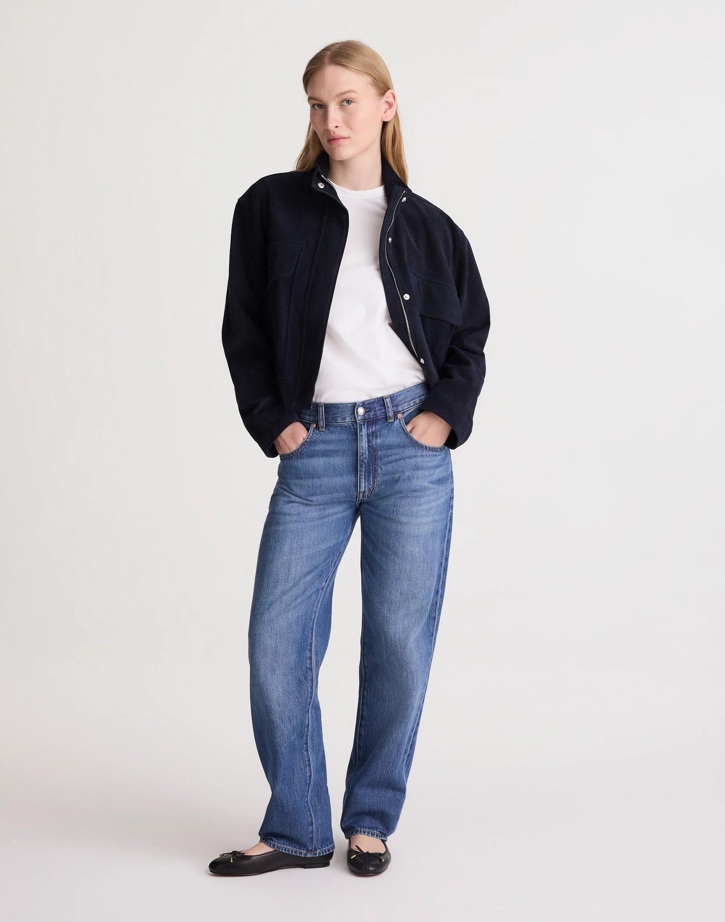 Madewell The Petite Dean Easy Straight Jean in Airy Denim Birkdale Wash
