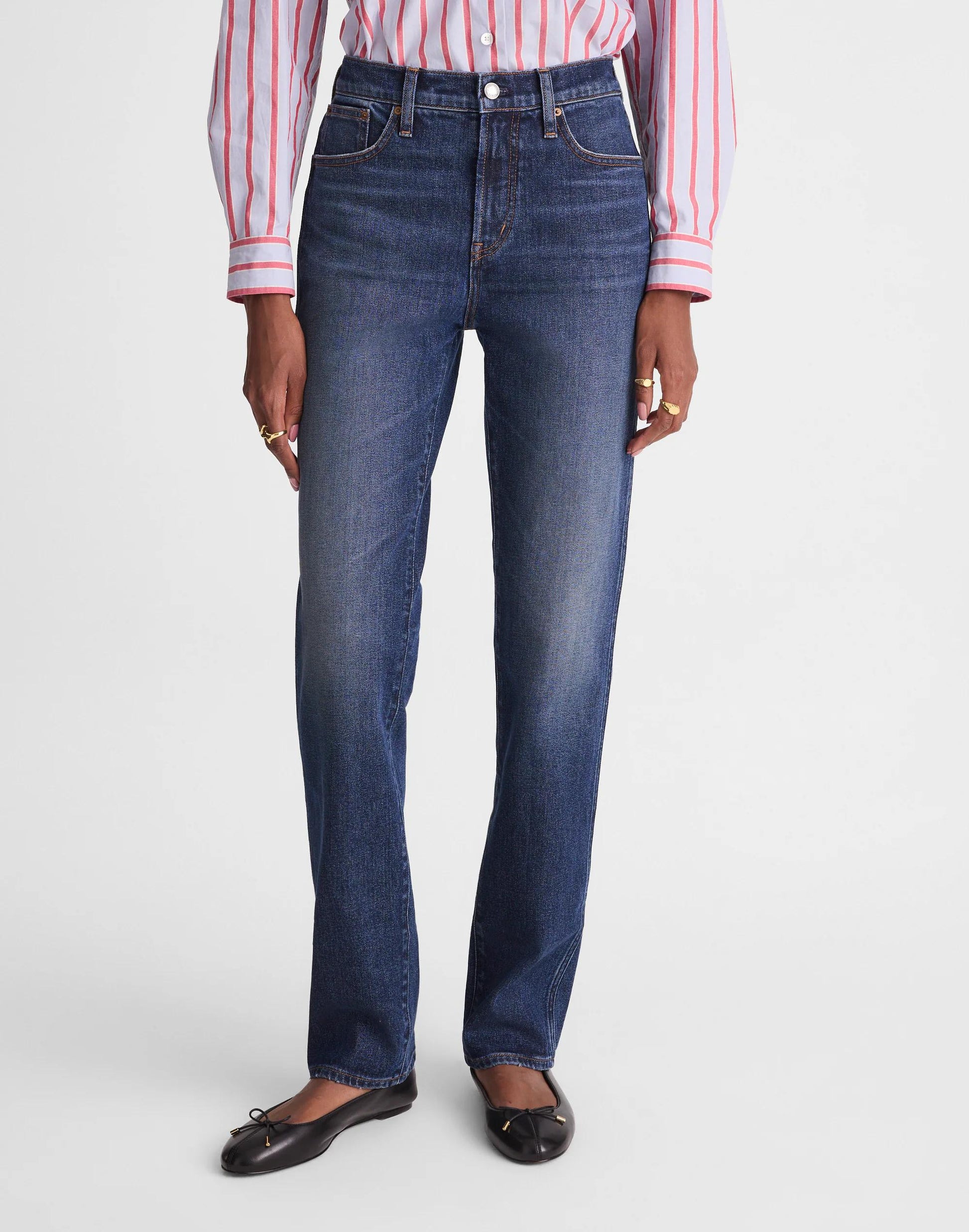 Madewell The Tall Longline Straight Jean Midnight Waters Wash