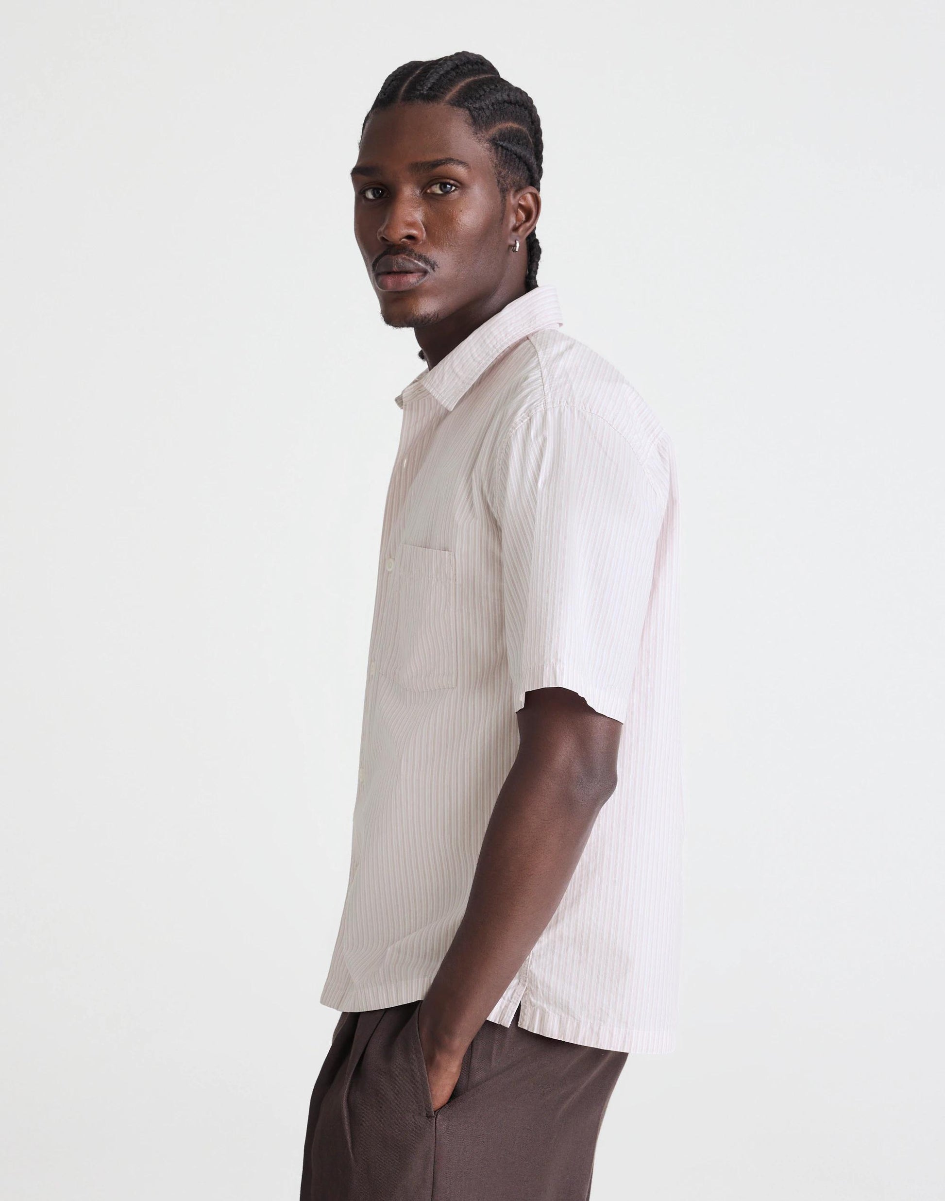 Madewell Boxy Cropped Shirt in Crisp Poplin Mini Shirting Stripe