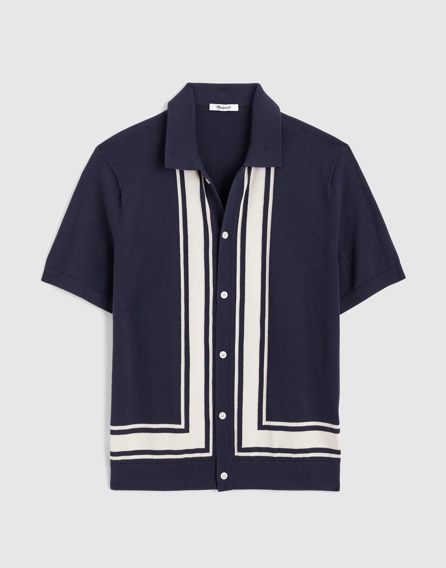 Madewell Knit Button-Up Shirt in Border Stripe Ink