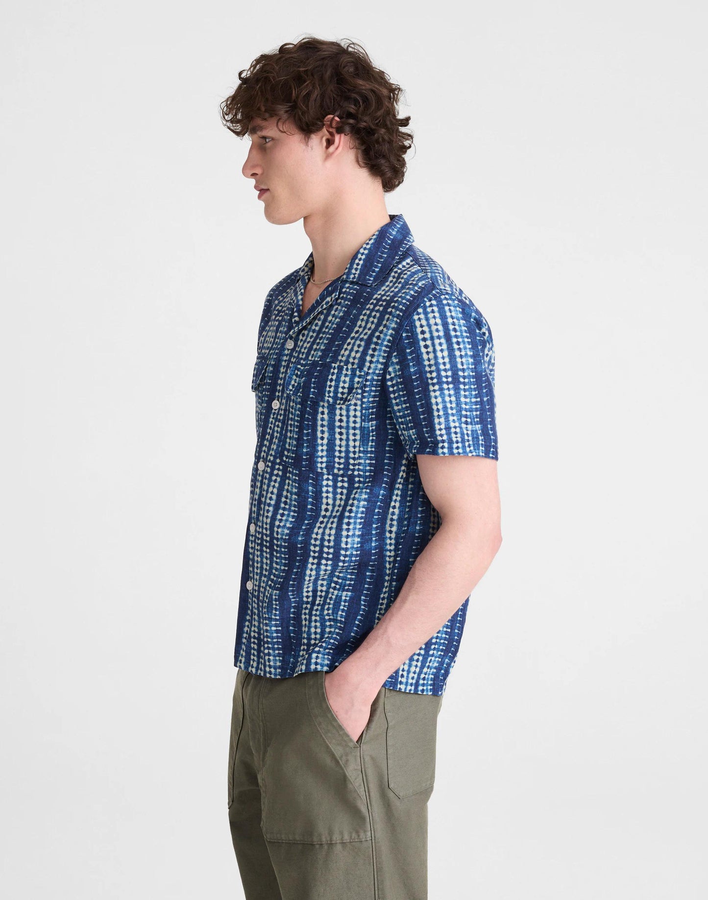 Madewell Short-Sleeve Camp Shirt in Archive Linen Blend Classic Indigo