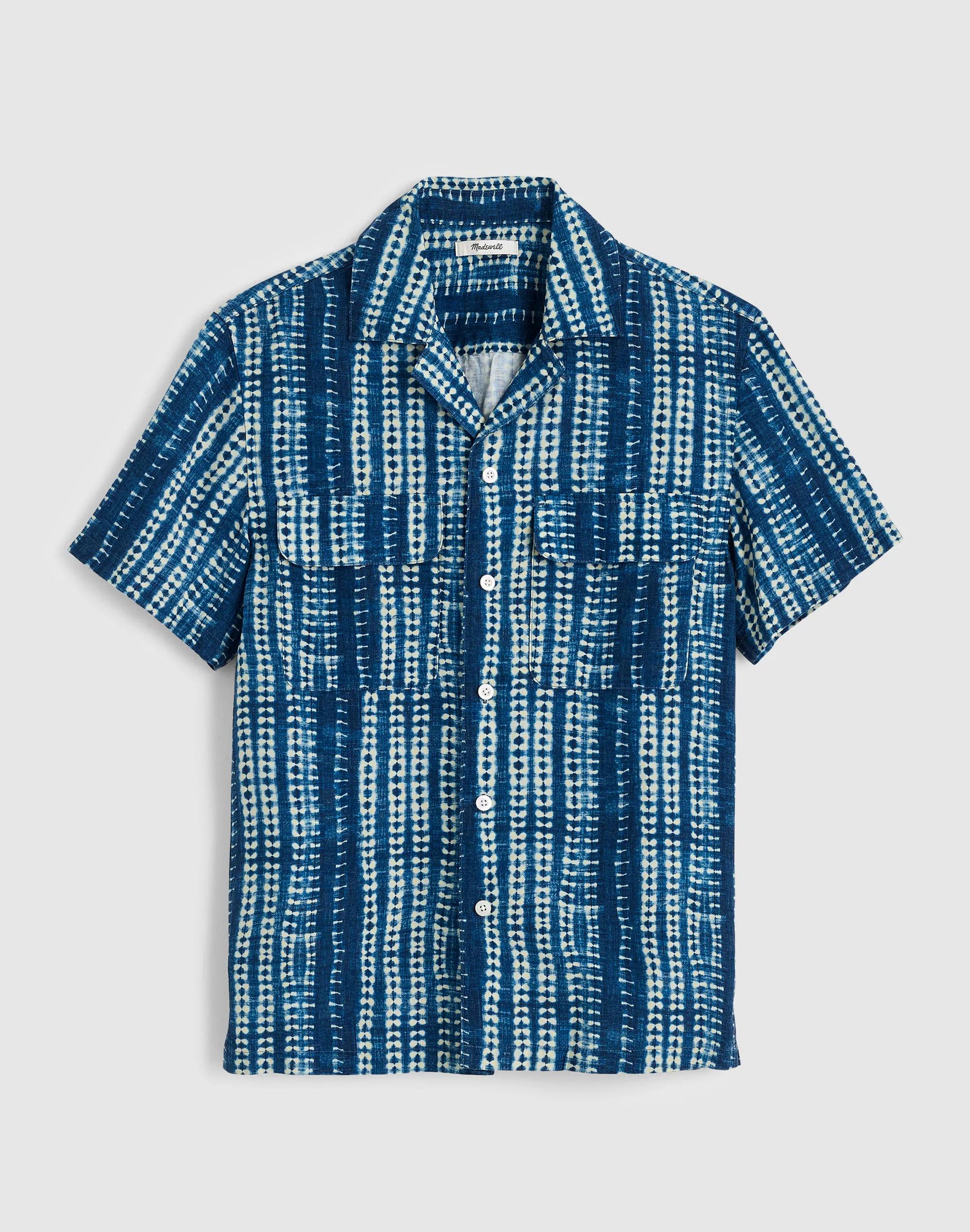 Madewell Short-Sleeve Camp Shirt in Archive Linen Blend Classic Indigo