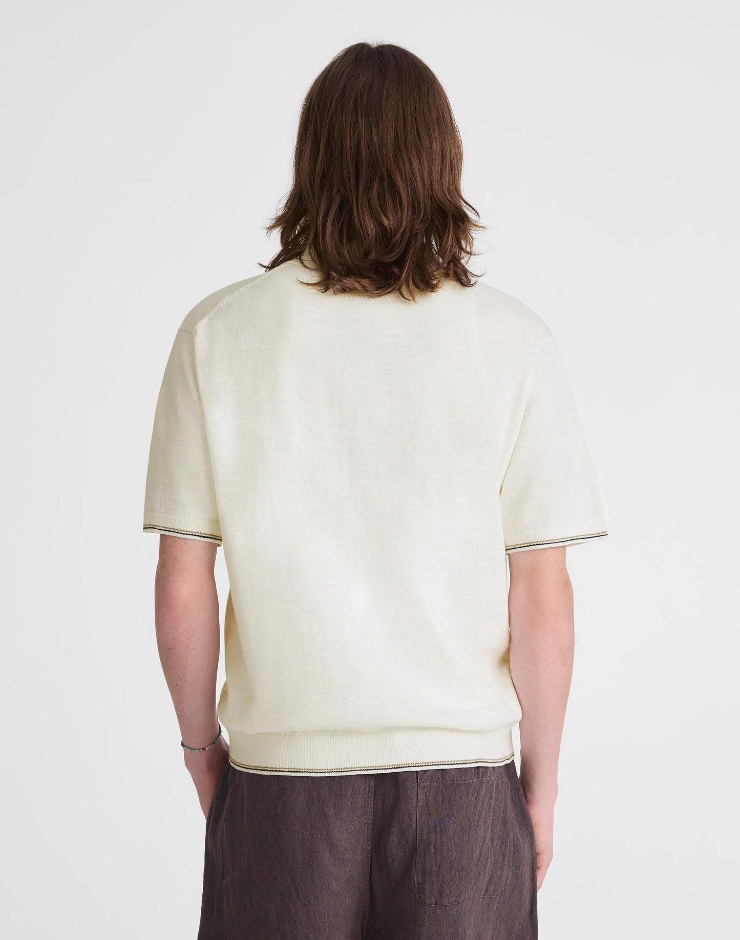 Madewell Tipped Knit Button-Up Shirt in Slub Knit Cotton Natural