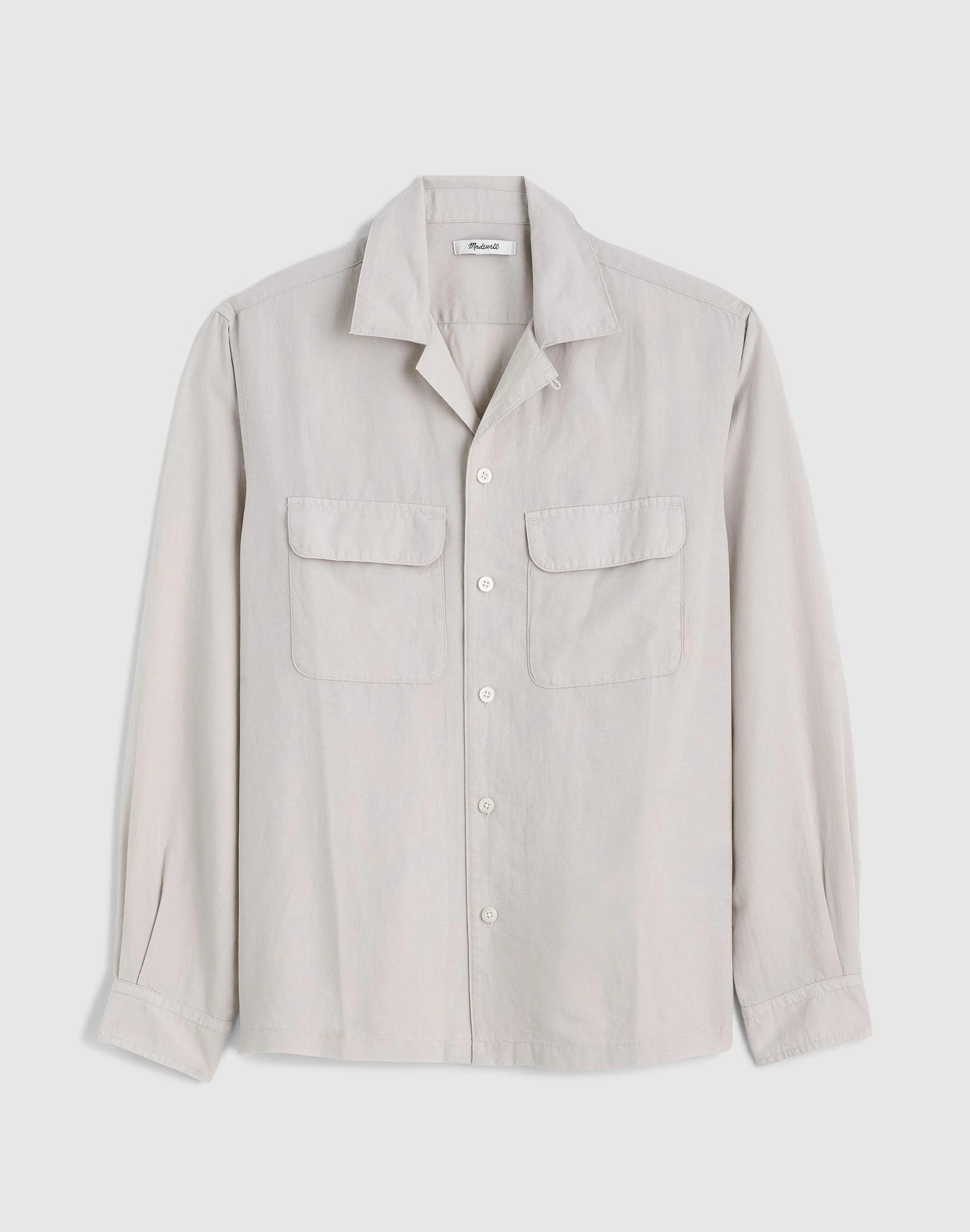 Madewell The Long-Sleeve Camp Shirt in Archive Linen Blend Form Grey