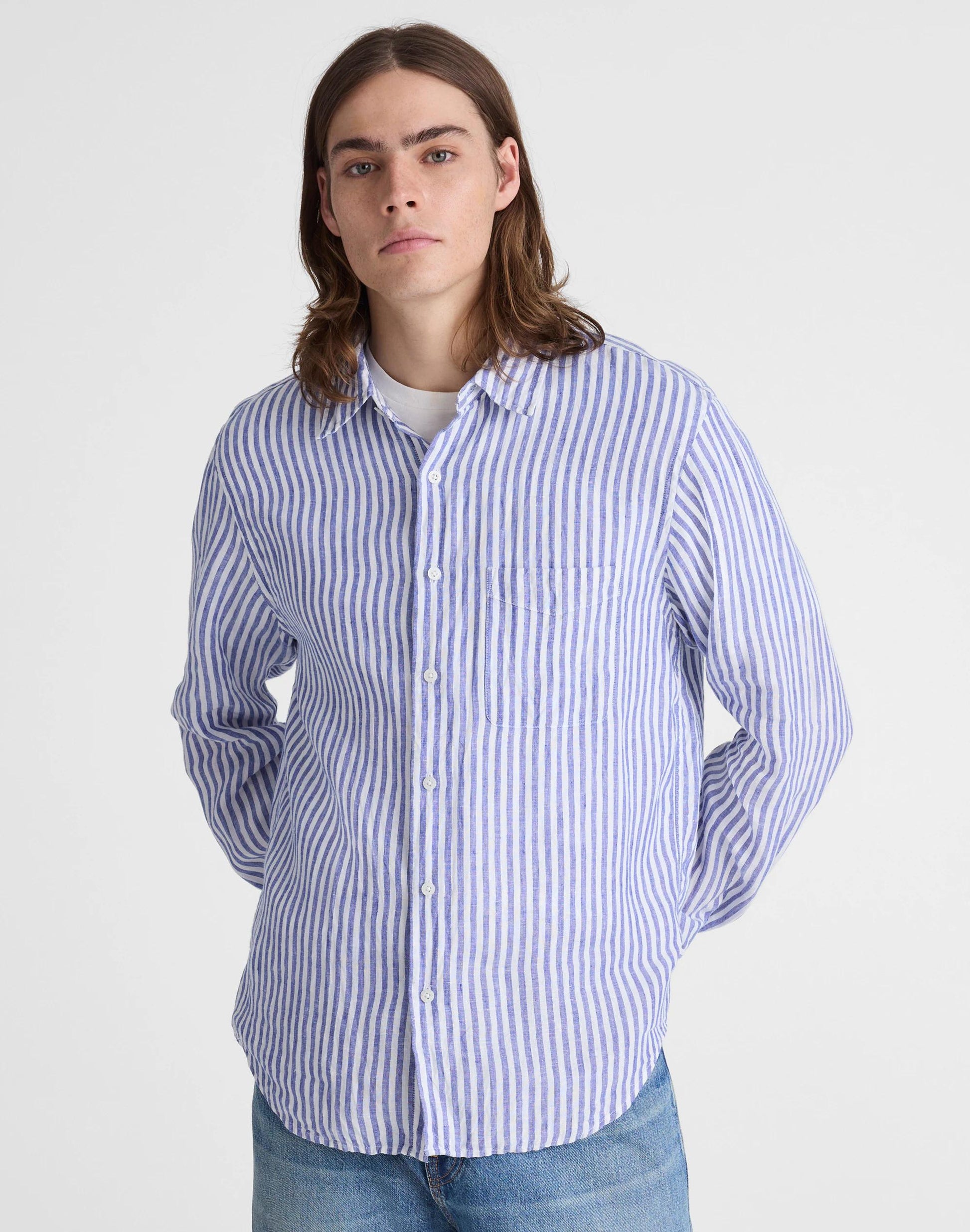 Madewell Button-Up Shirt in Linen Stripe