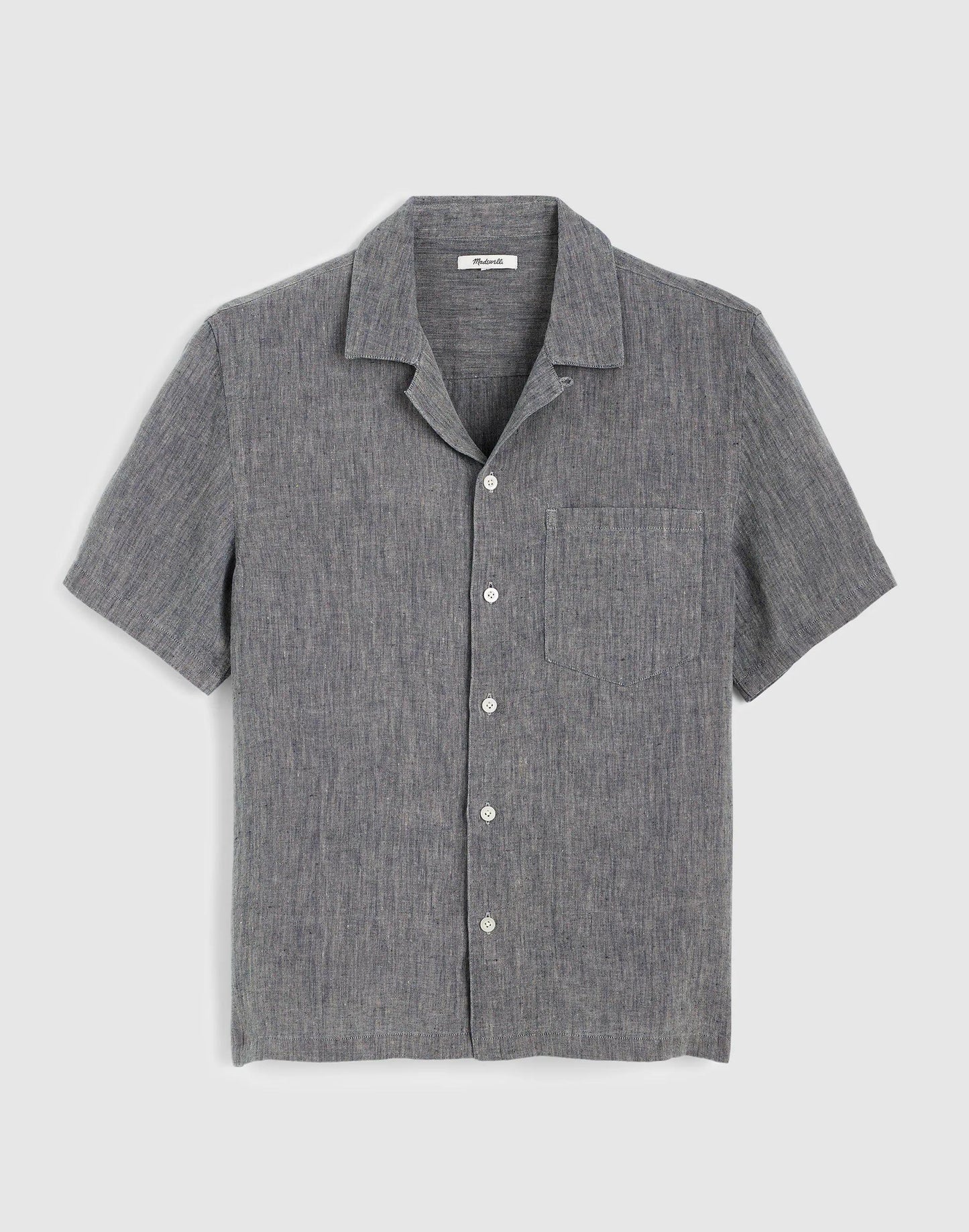 Madewell Short-Sleeve Camp Shirt in Linen Dark Chambray