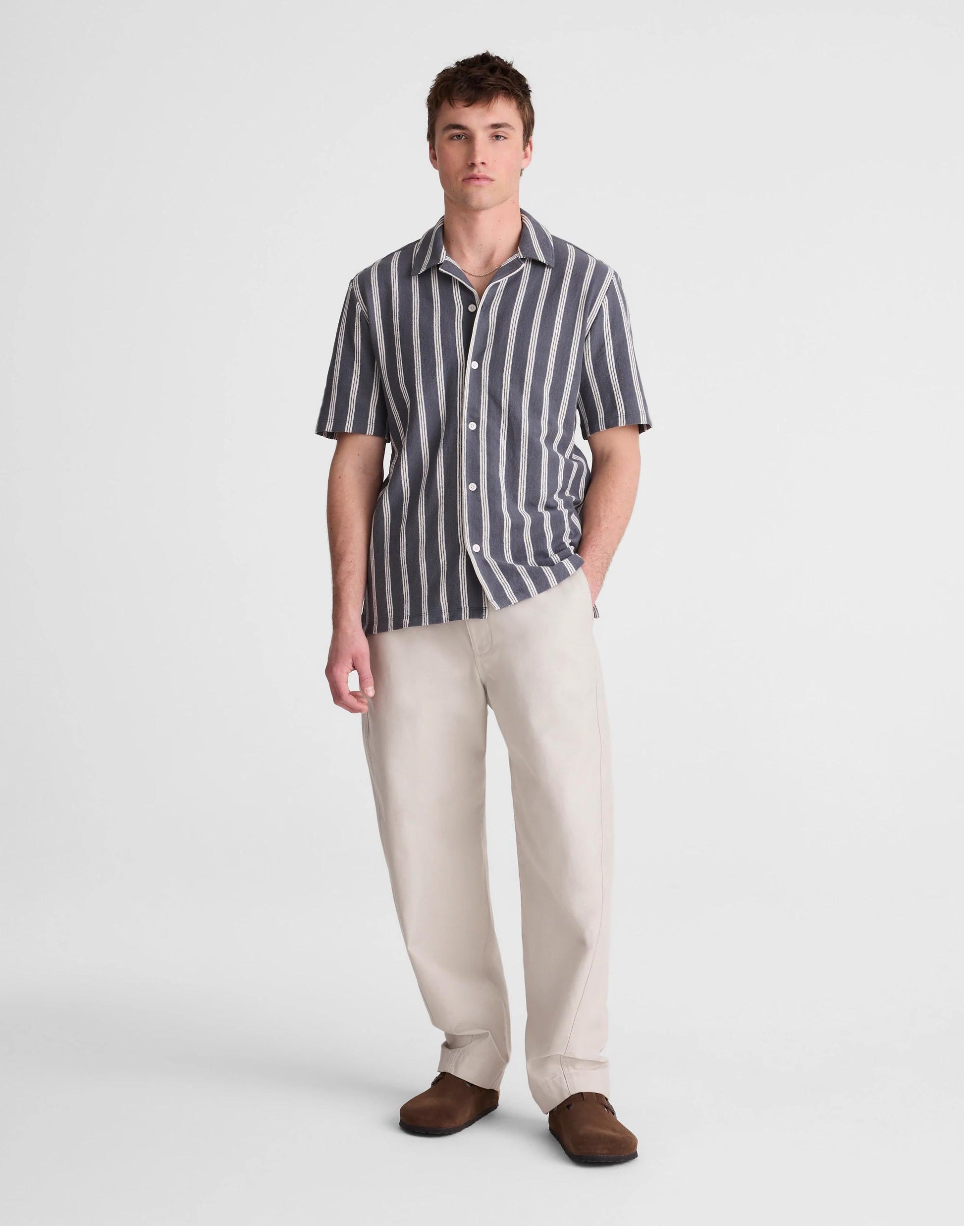 Madewell The Camp Shirt in Seaport Terry Heirloom Blue