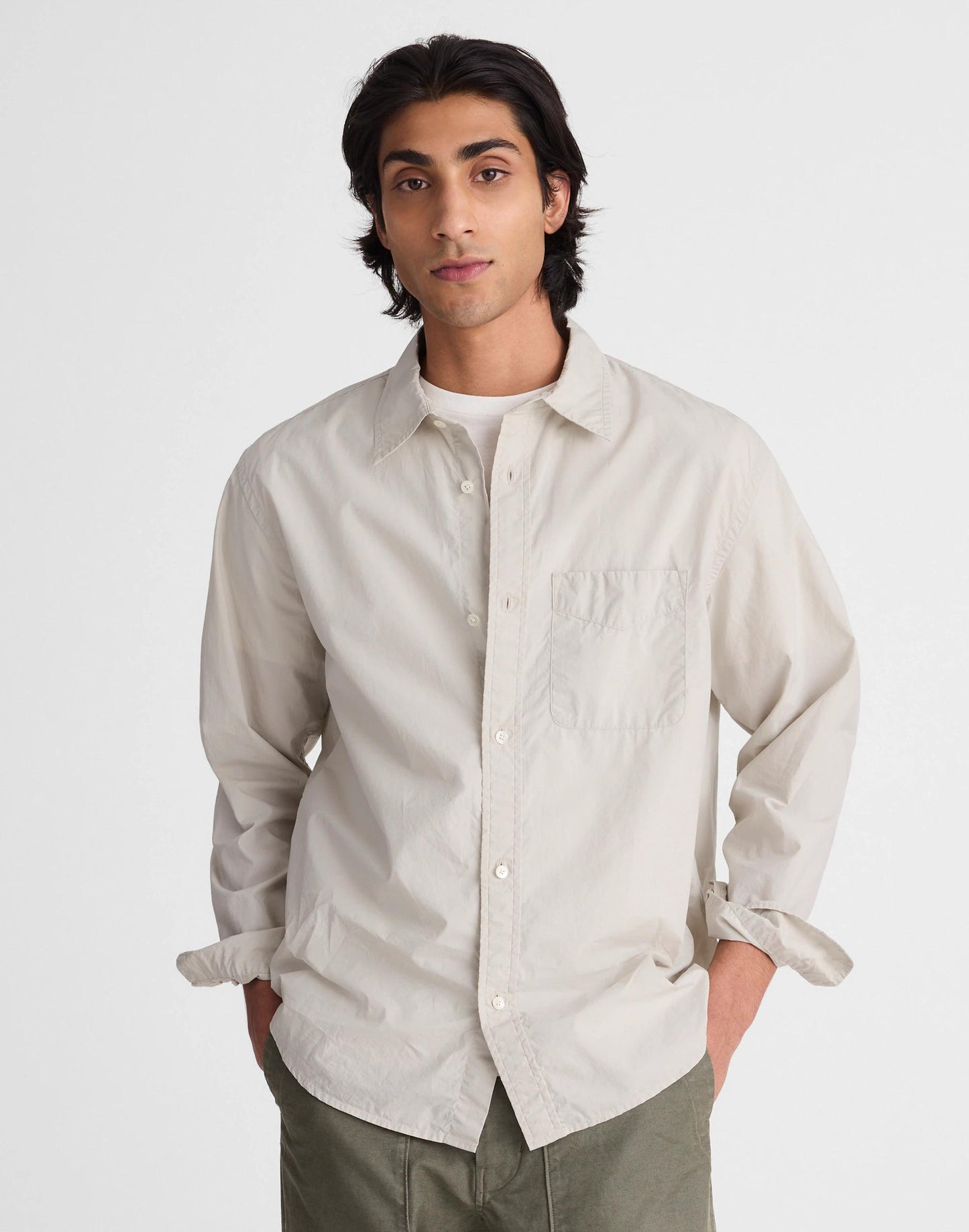 Madewell Button-Up Shirt in Crisp Poplin Steel