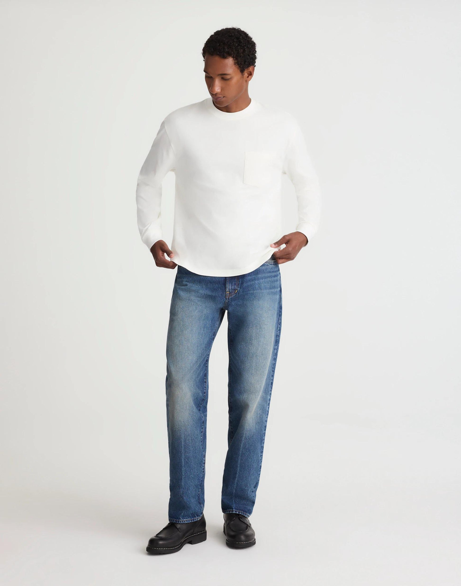 Madewell The Long-Sleeve Vintage Pocket Tee Soft White
