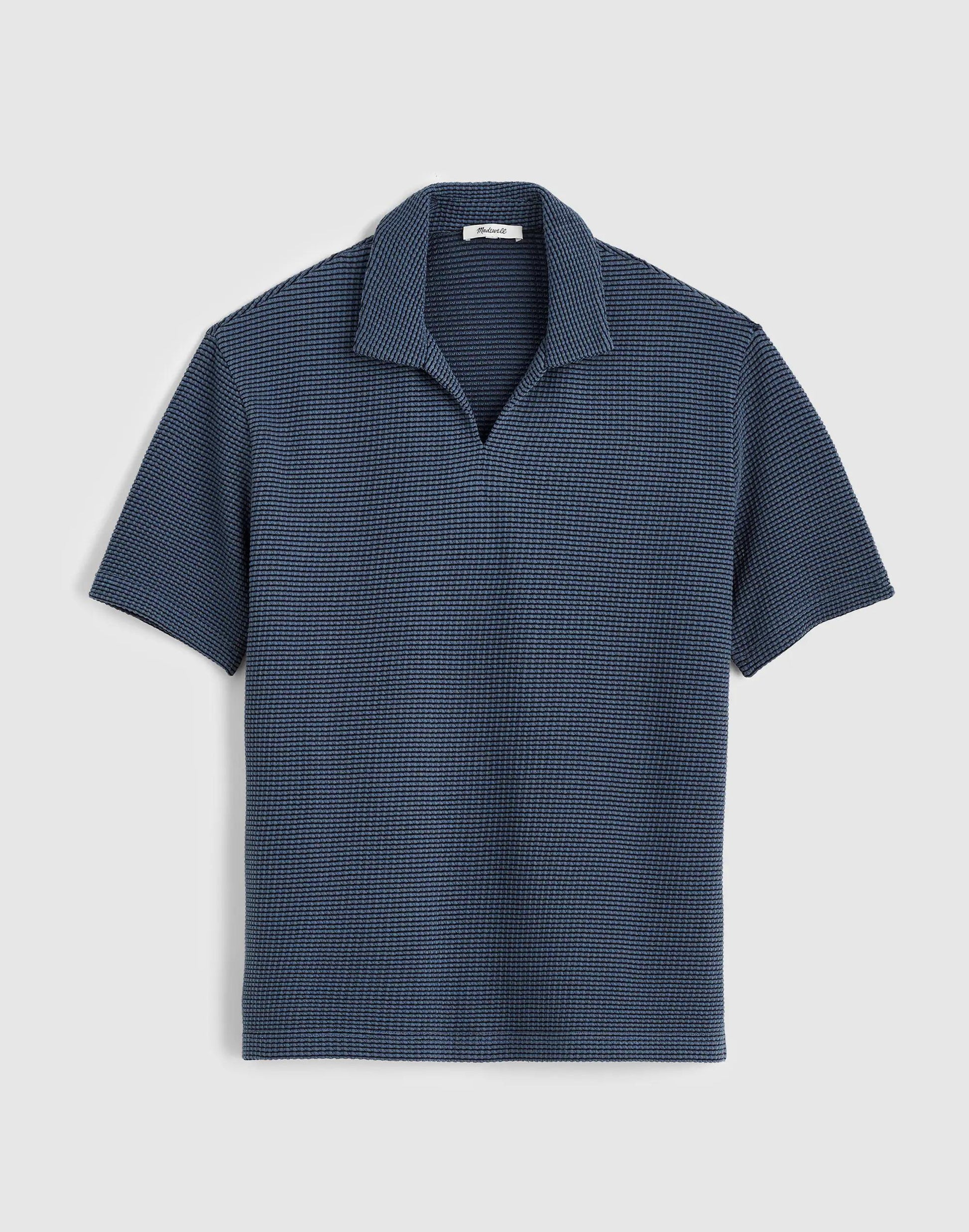 Madewell Skipper Polo in Jacquard Heirloom Blue Overdye Stripe