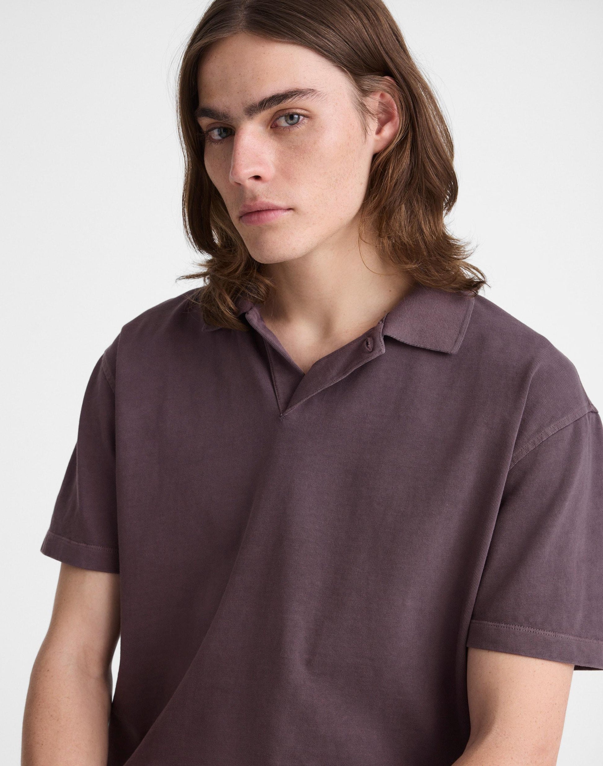 Madewell Short-Sleeve Compact-Knit Polo Rum Raisin