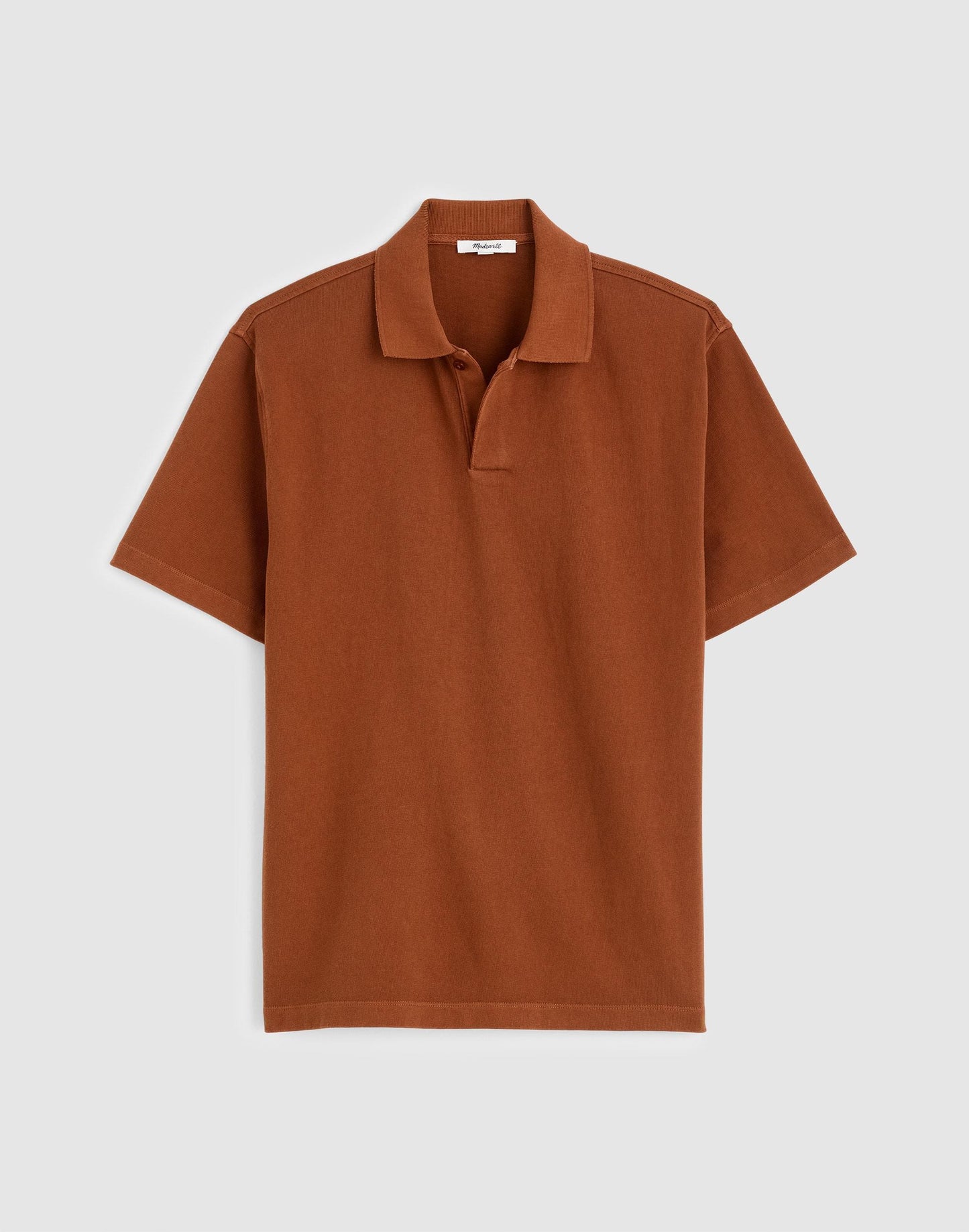 Madewell Short-Sleeve Compact-Knit Polo Cinnamon Stick