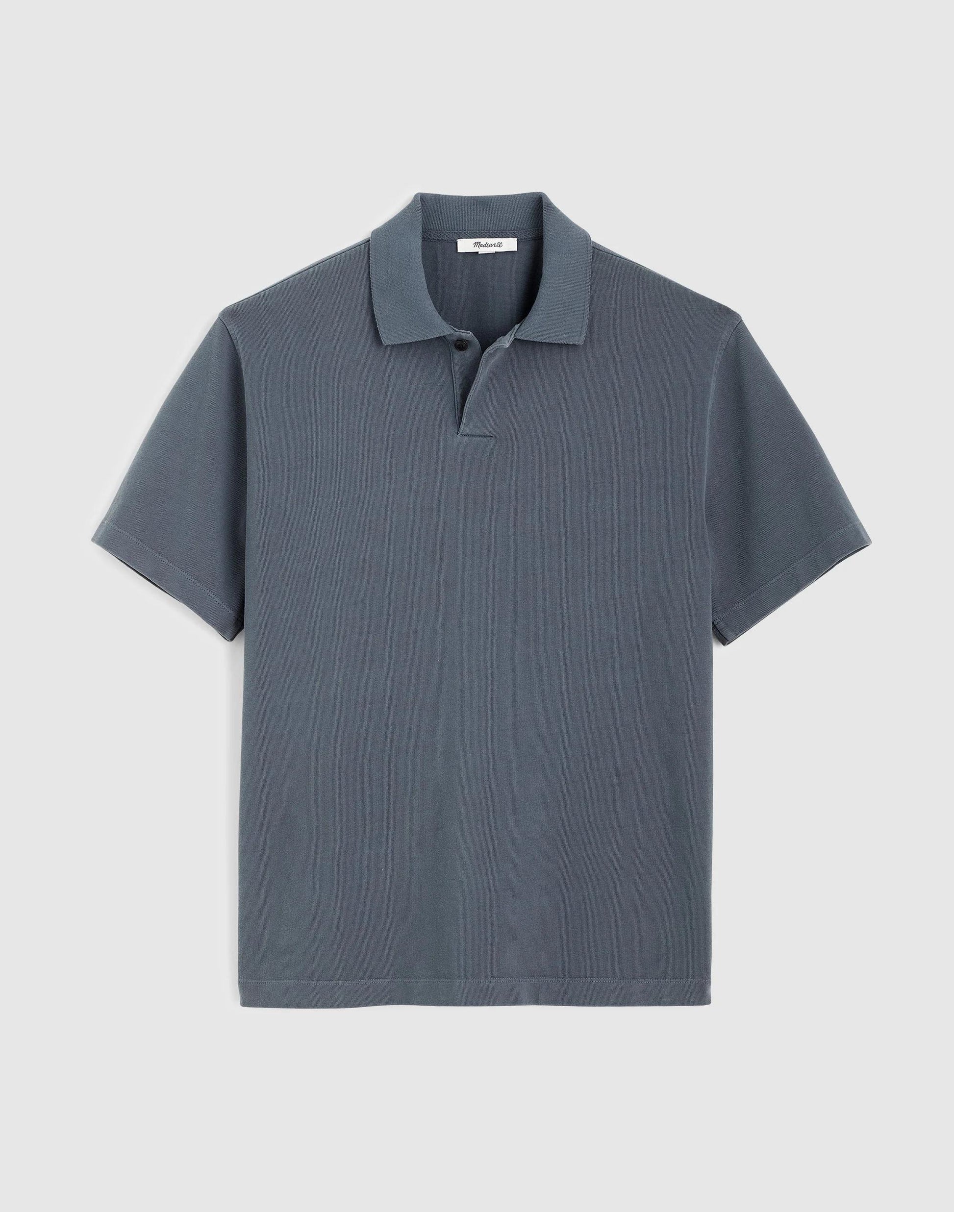 Madewell Short-Sleeve Compact-Knit Polo Heirloom Blue