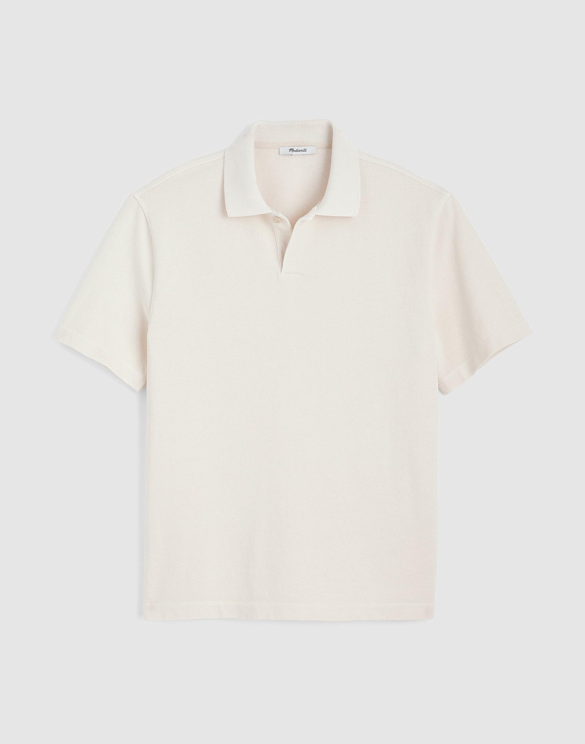 Madewell Short-Sleeve Compact-Knit Polo Parchment