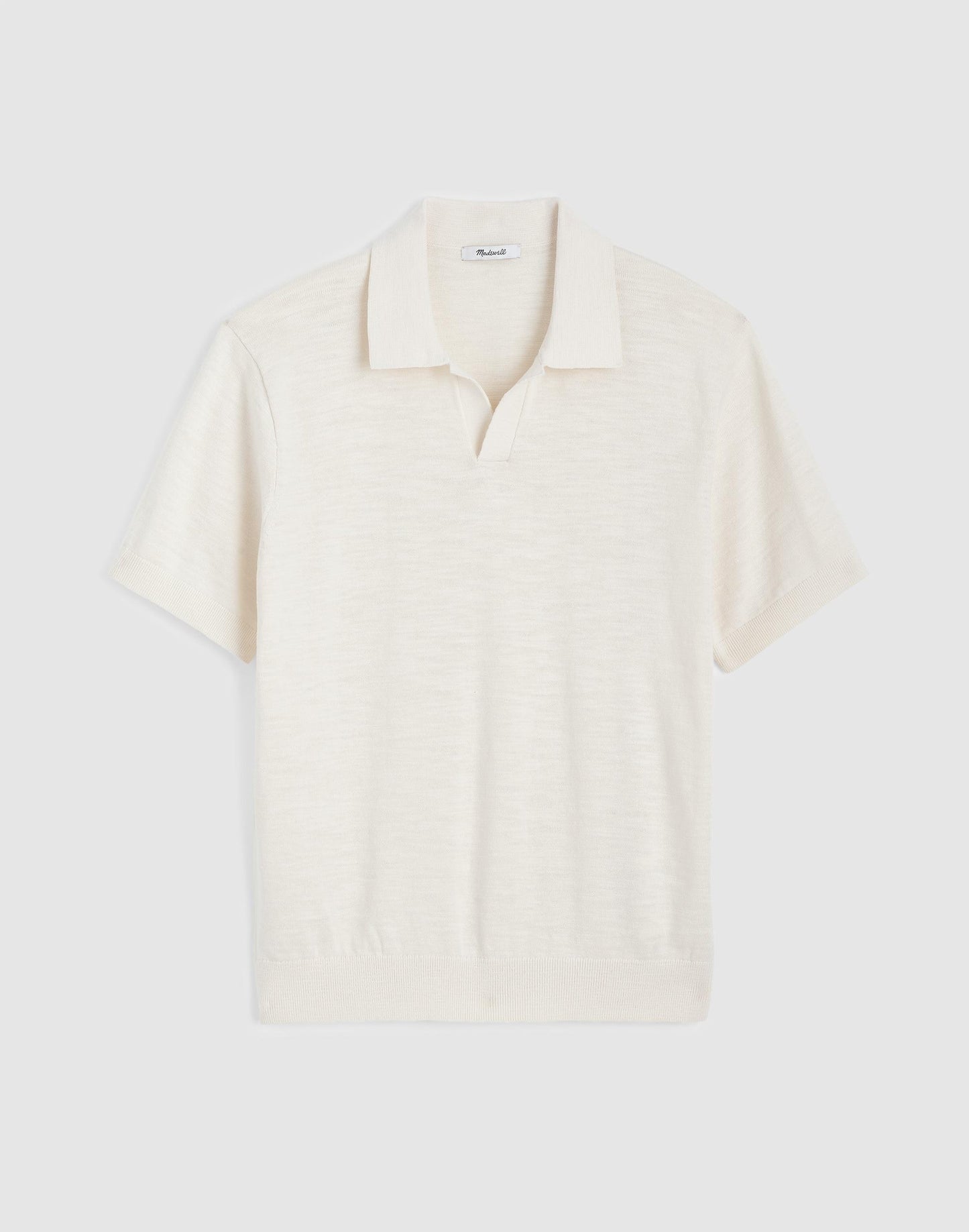 Madewell Johnny-Collar Sweater Polo in Slub Knit Cotton Antique Cream