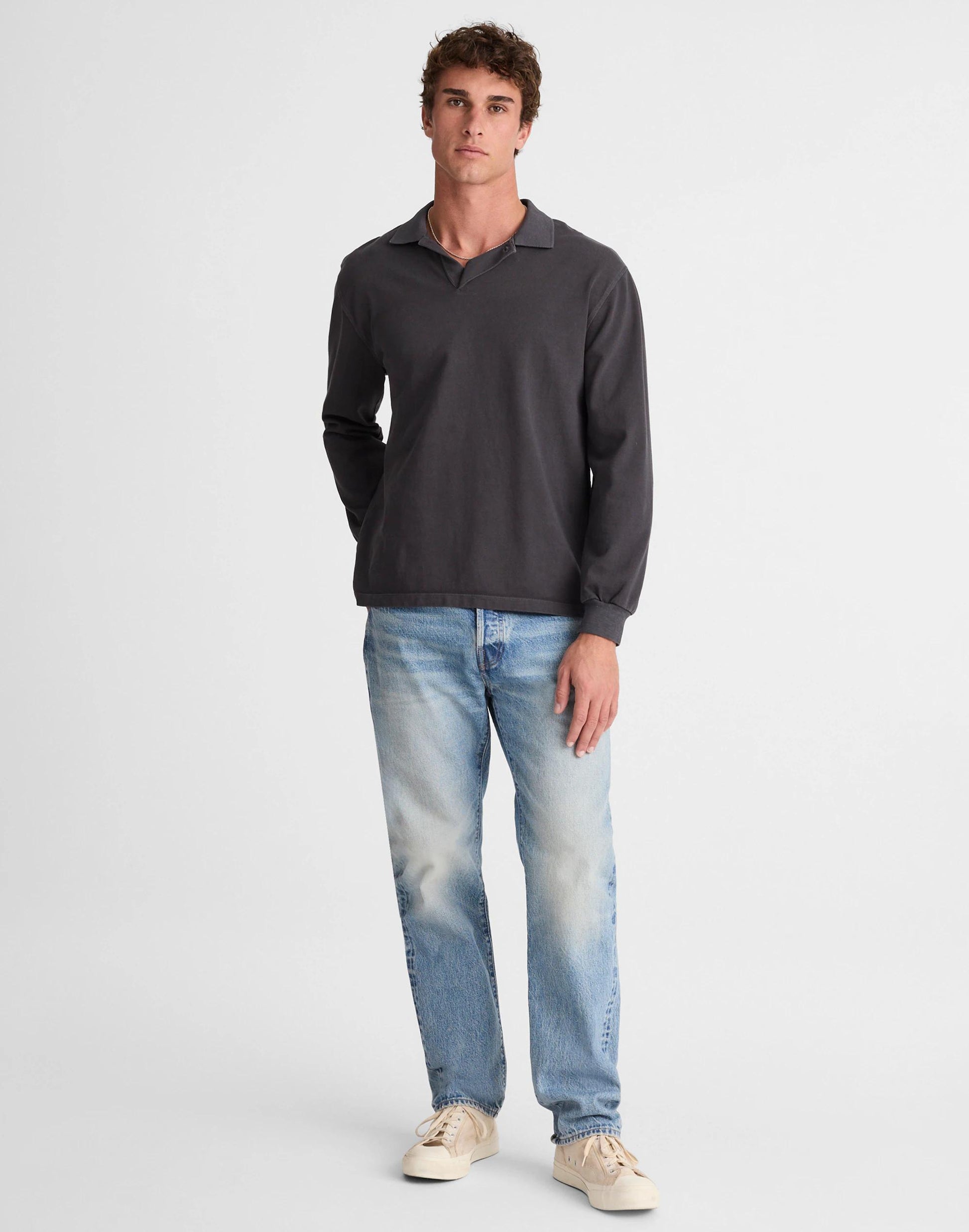 Madewell Compact-Knit Polo Coal