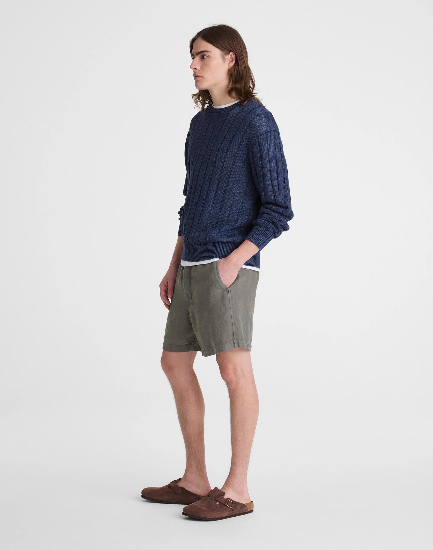 Madewell Pull-On Shorts in Linen Stormy Spruce