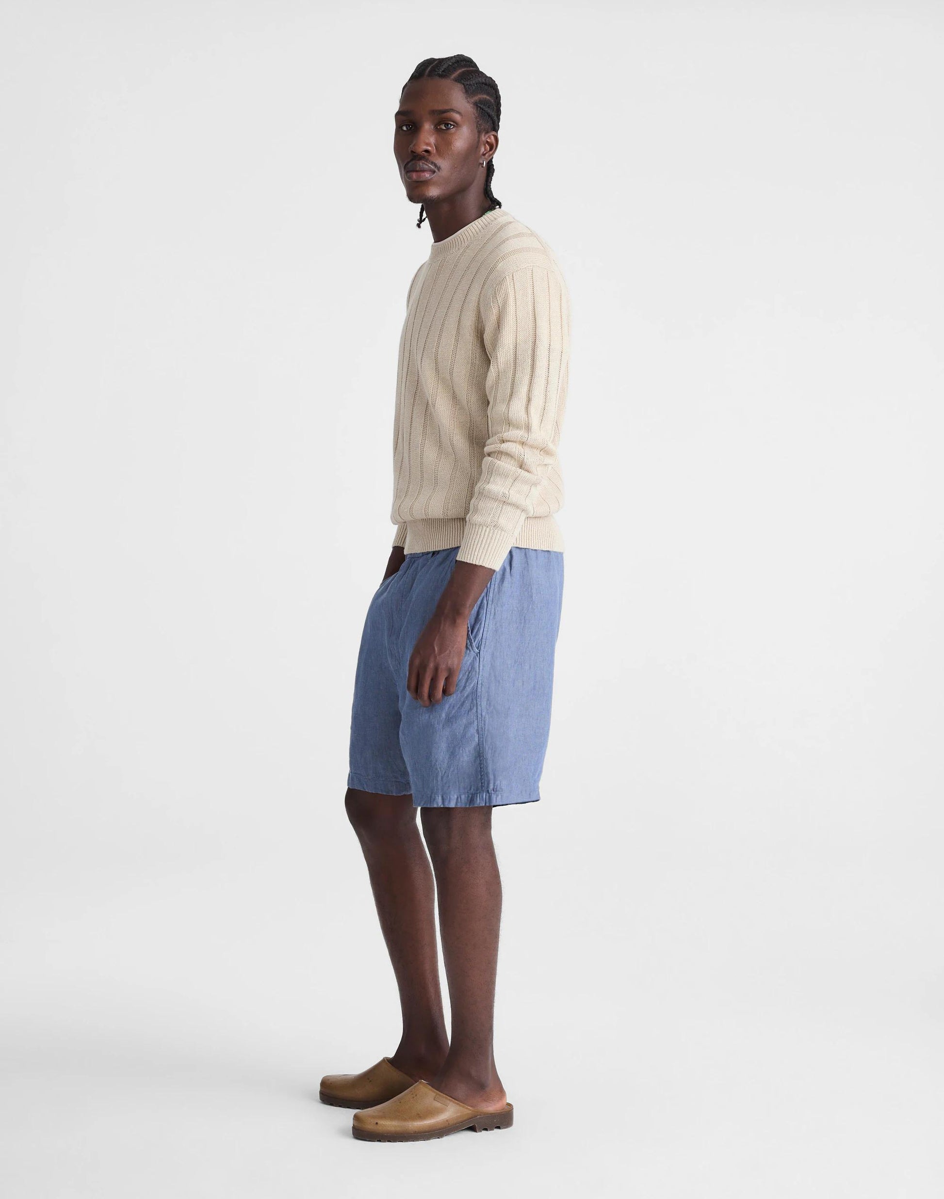 Madewell Pull-On Shorts in Linen Light Chambray