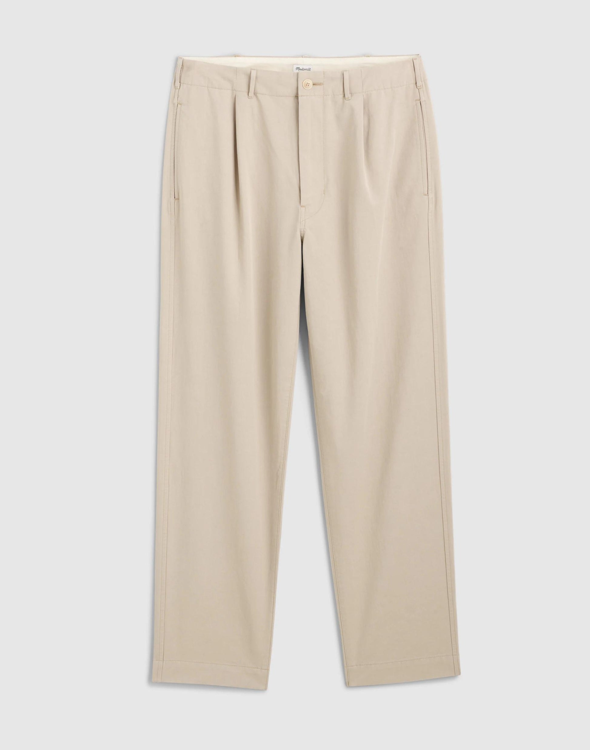 Madewell Pleated Chino Pants in Uniform Twill Toasted Cashew