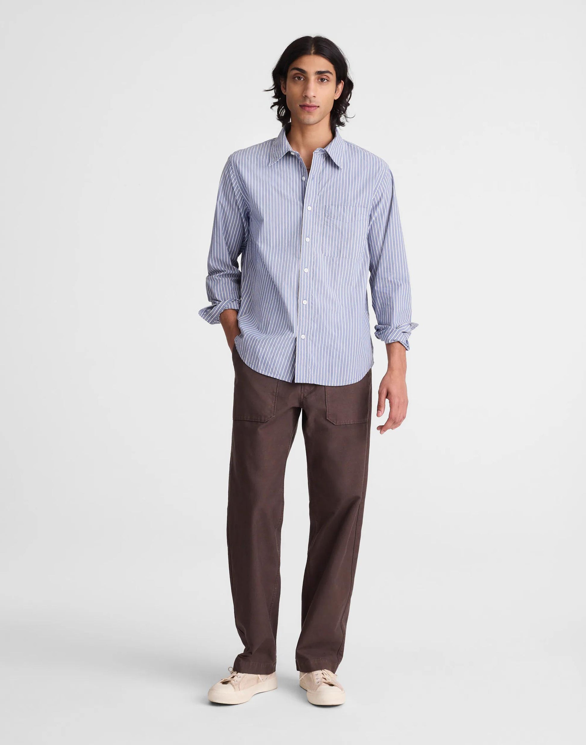 Madewell Fatigue Pants in Reverse Sateen Dark Brown