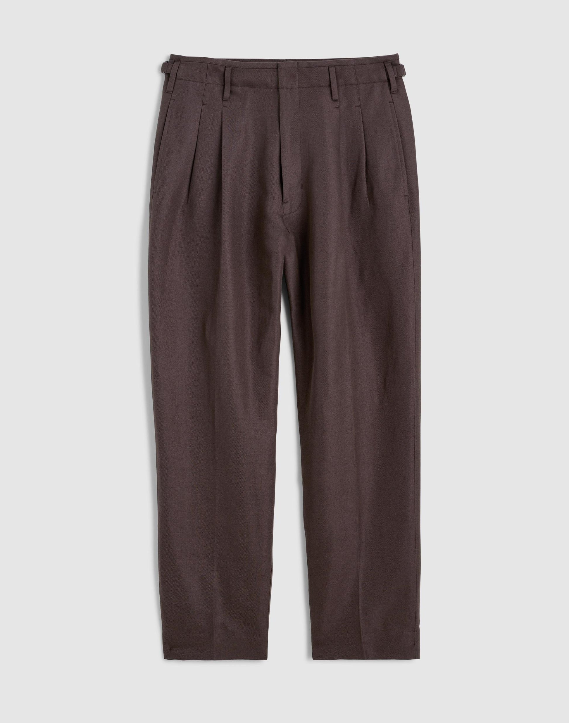 Madewell Double-Pleated Trousers in Linen-Cotton Blend Dark Brown