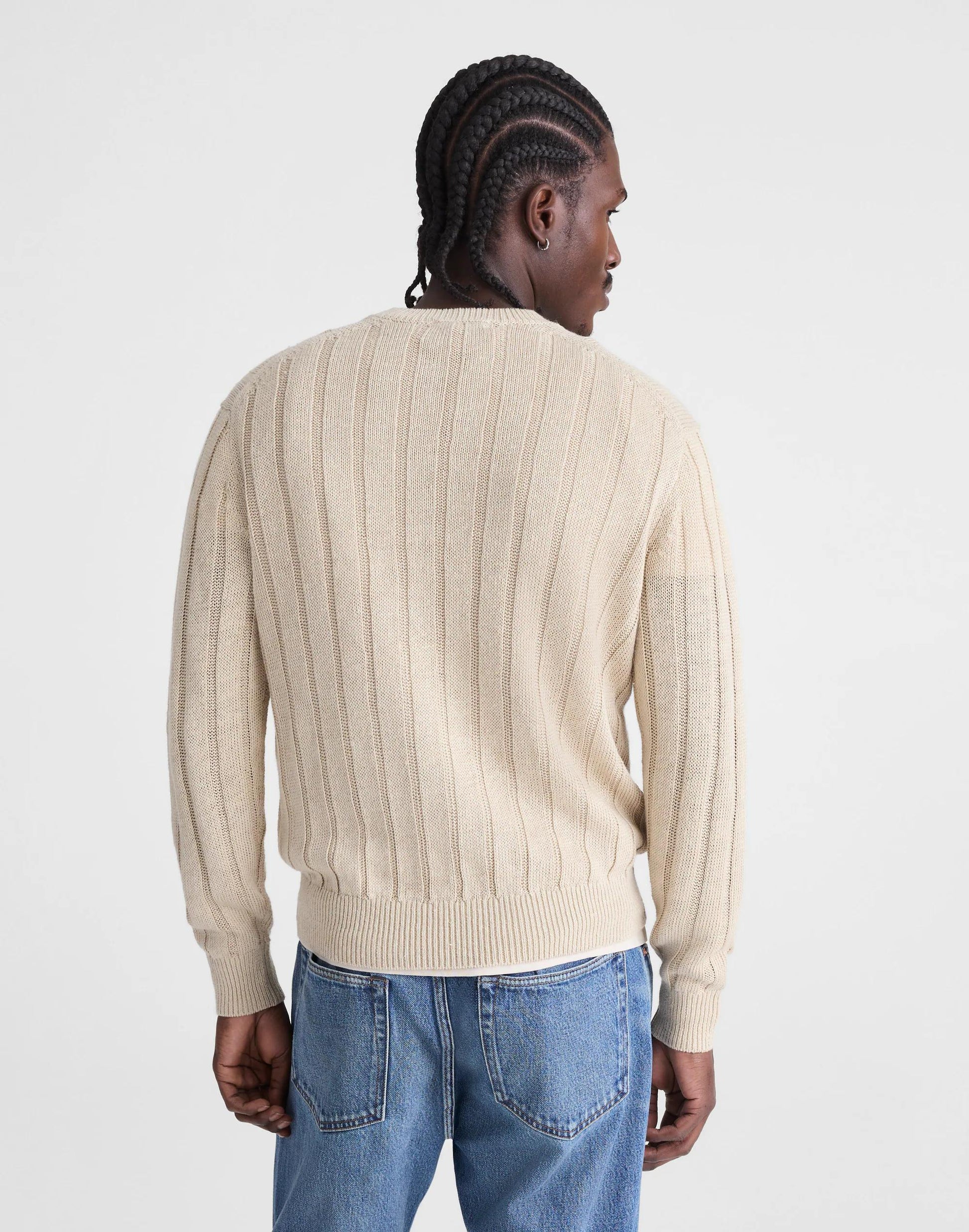 Madewell Crewneck Sweater in DuneRib Linen Natural