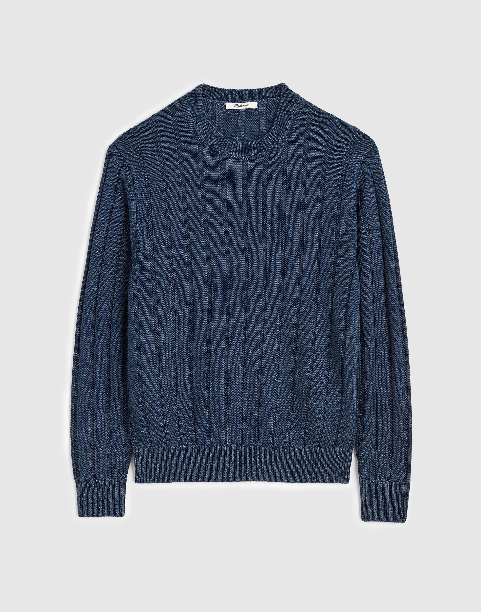 Madewell Crewneck Sweater in DuneRib Linen Deep Navy
