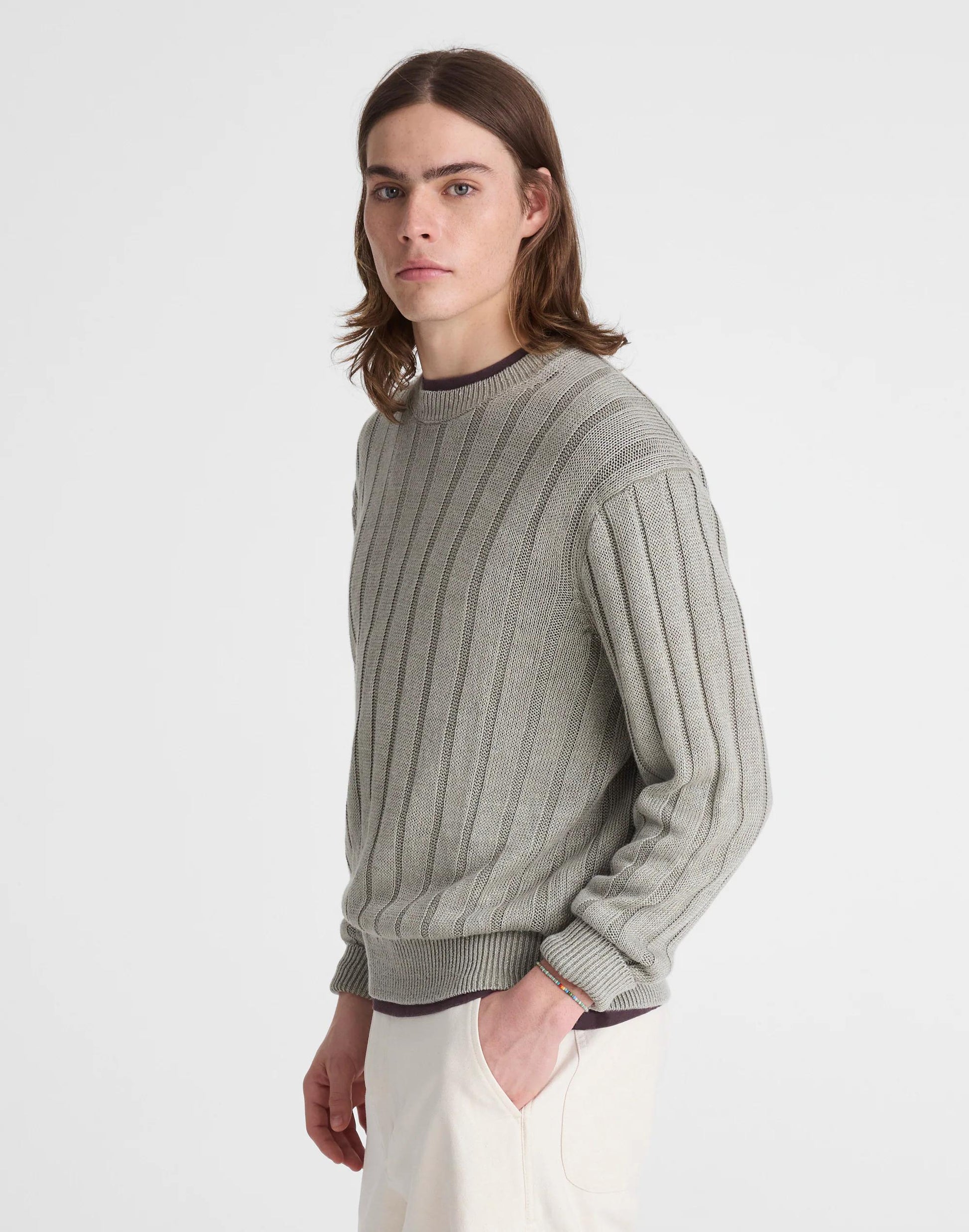 Madewell Crewneck Sweater in DuneRib Linen Light Sage