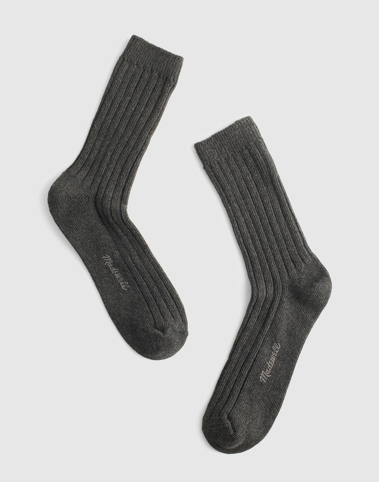 Madewell Ribbed Crew Socks in Cotton Hthr Dark Grey